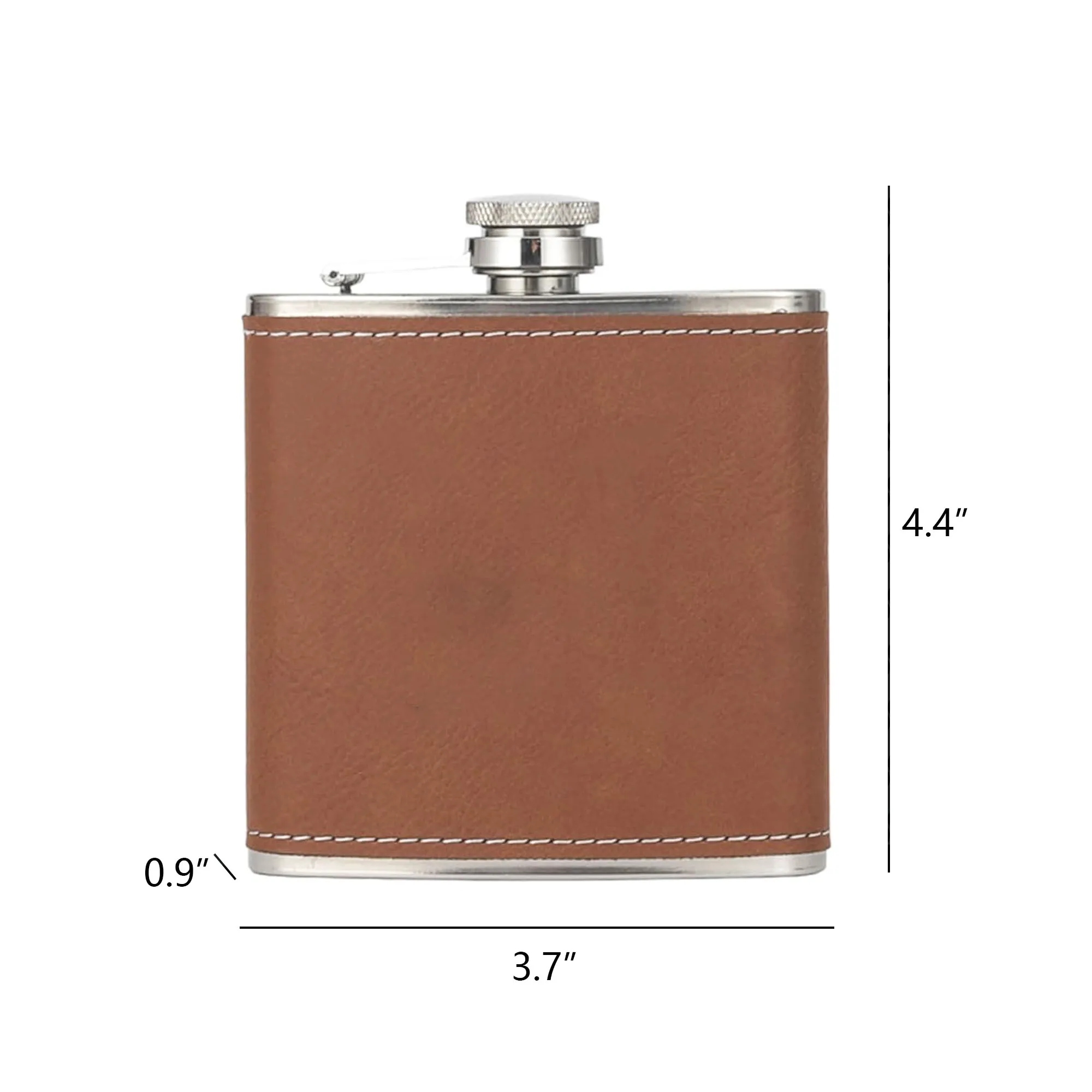 6OZ Leather 201 Food Grade Stainless Steel Vodka Flask 2