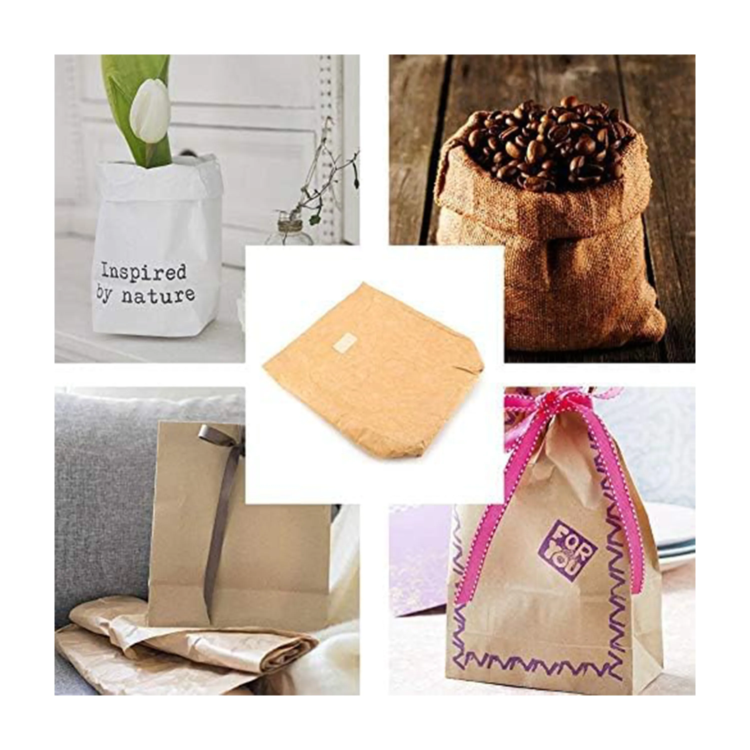 Insulated Brown Paper Lunch Bag Reusable 3