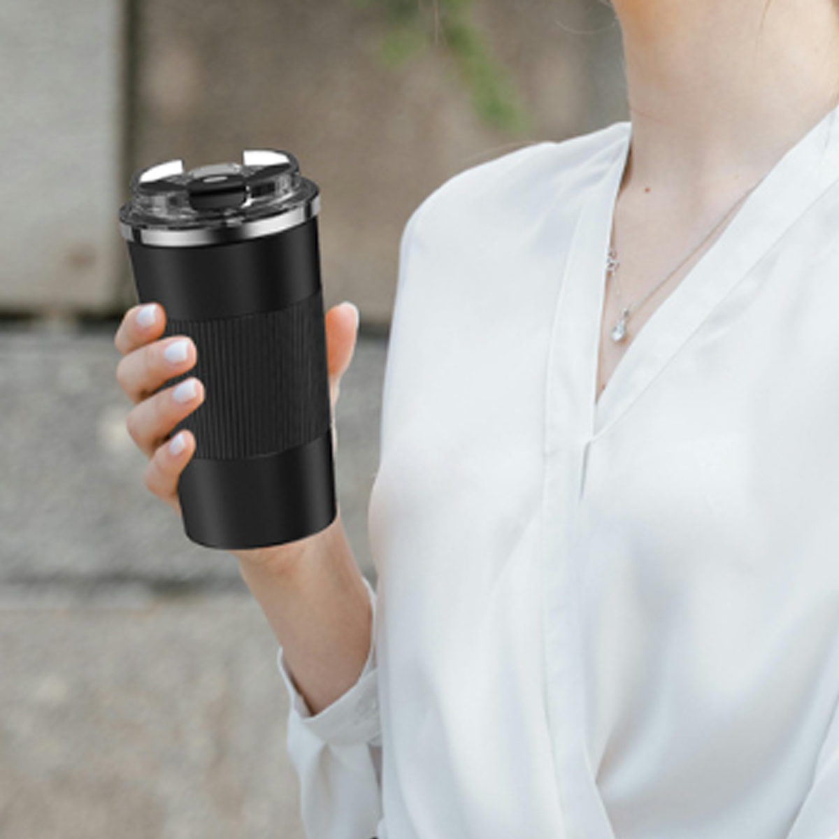17Oz. Stainless Steel Insulated Travel Mug W/ Flip Lid 5