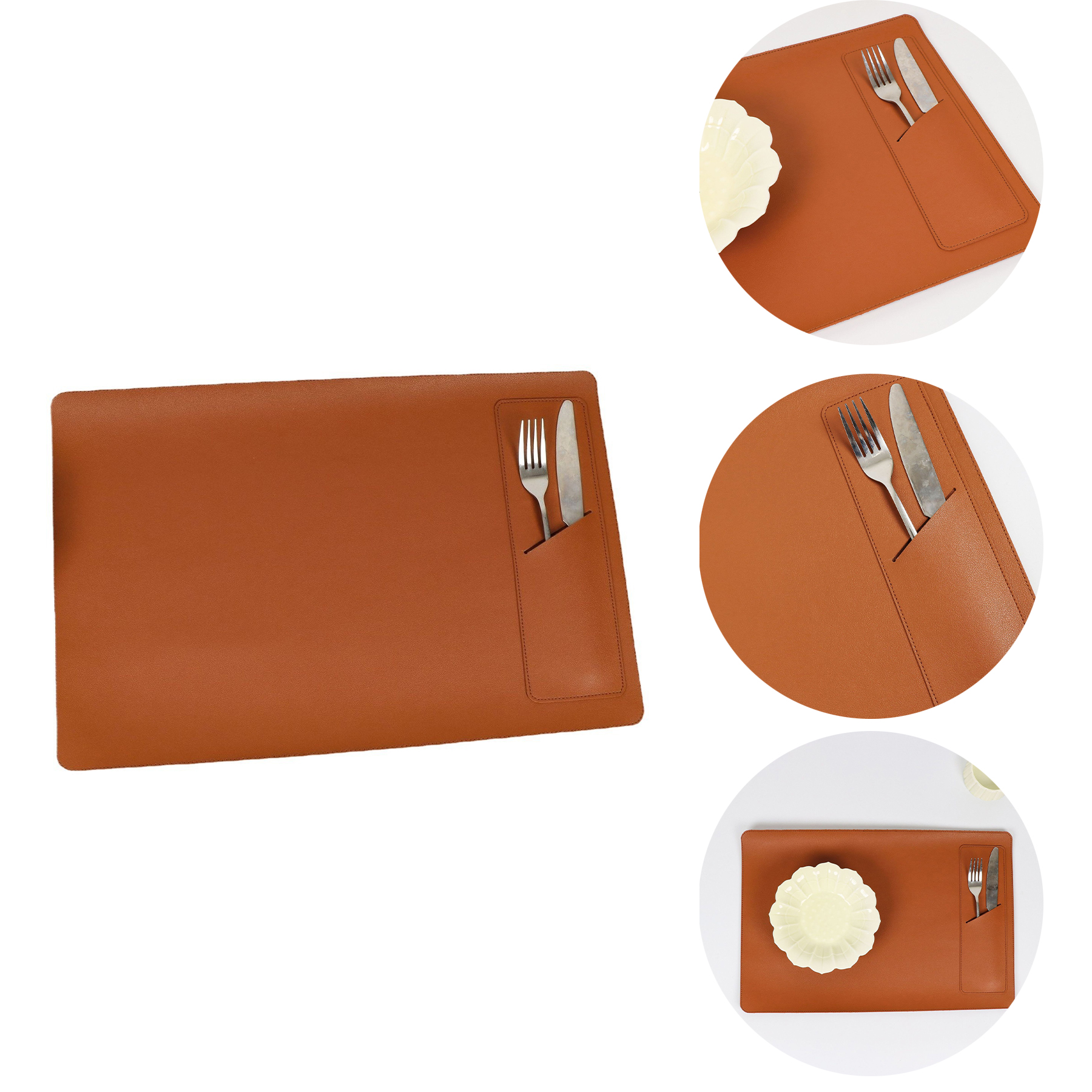 Heat Resistant Non-Slip Waterproof Wipeable Washable Kitchen Dining PU Table Place Mat 2