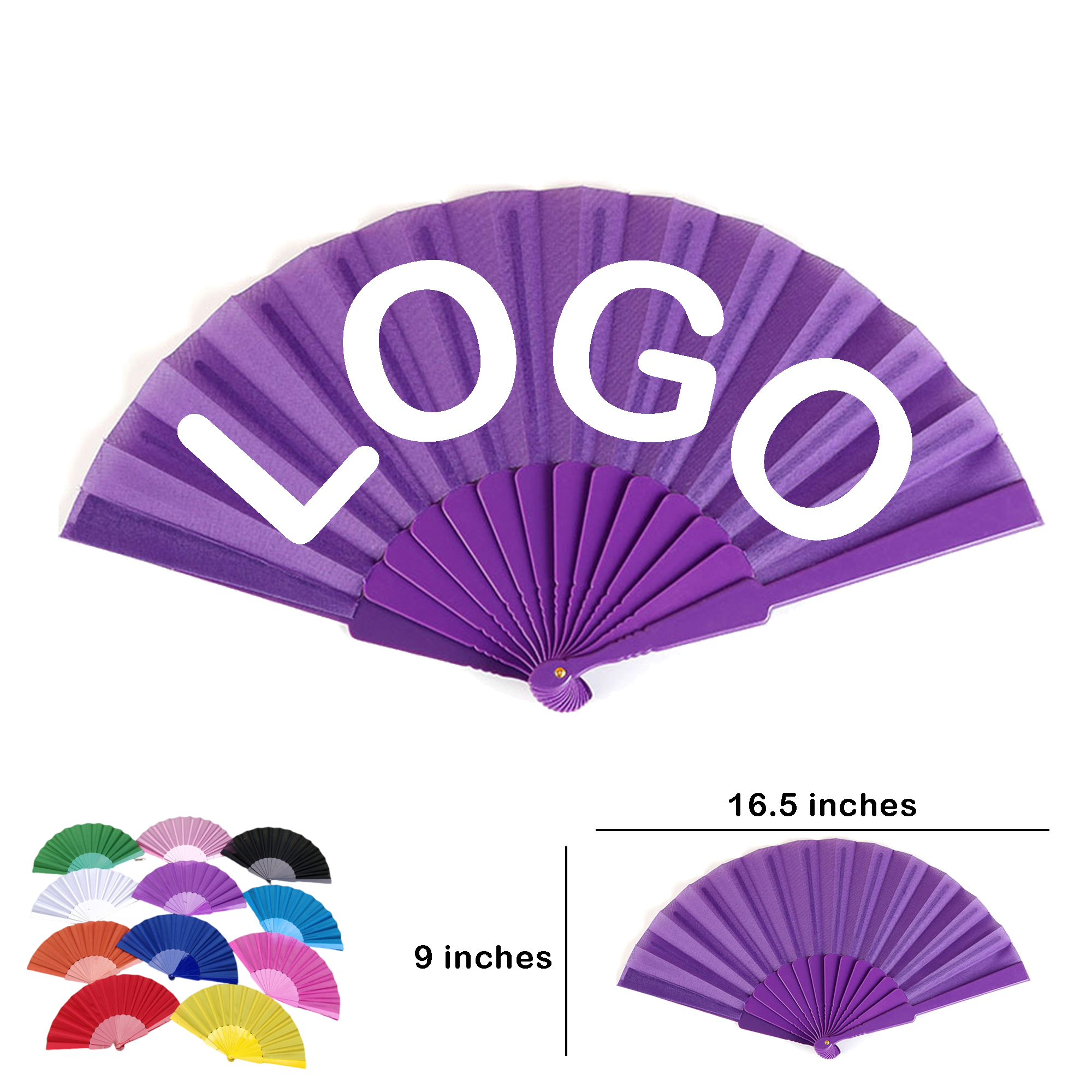 14-Rib Oxford Cloth Hand Fan ?C Customizable Logo 2