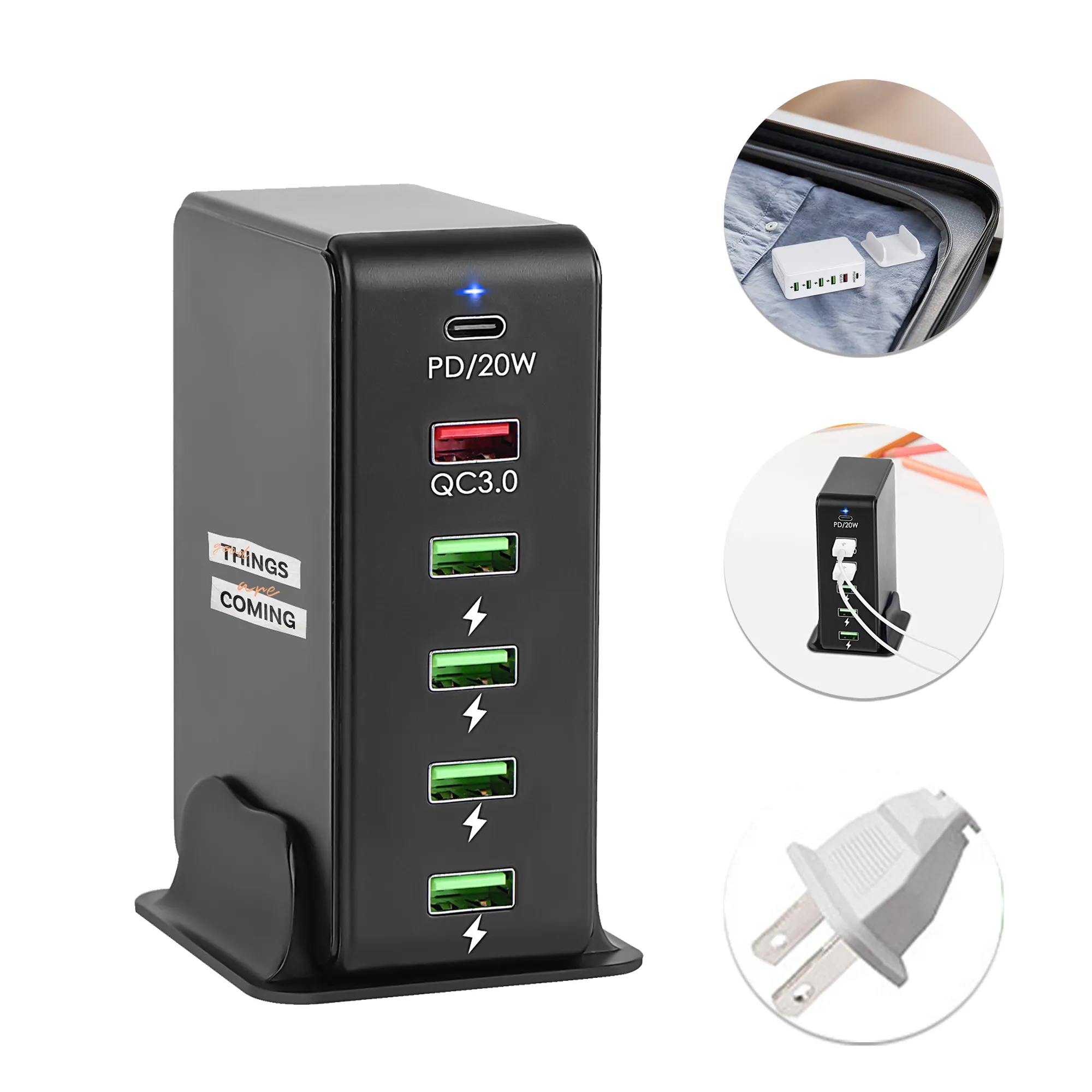 Desktop 6-Port USB Tower Charging Station