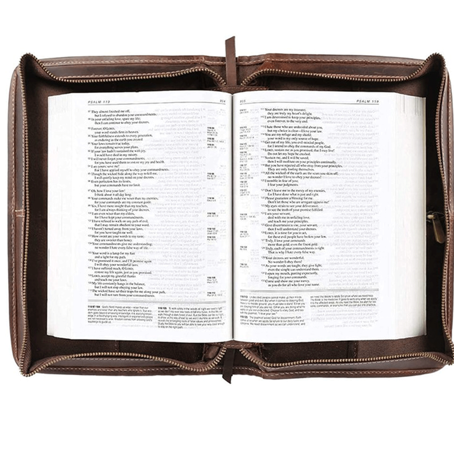 PU Leather Book Cover Carrying Case Bible Bag w/ Handle 10