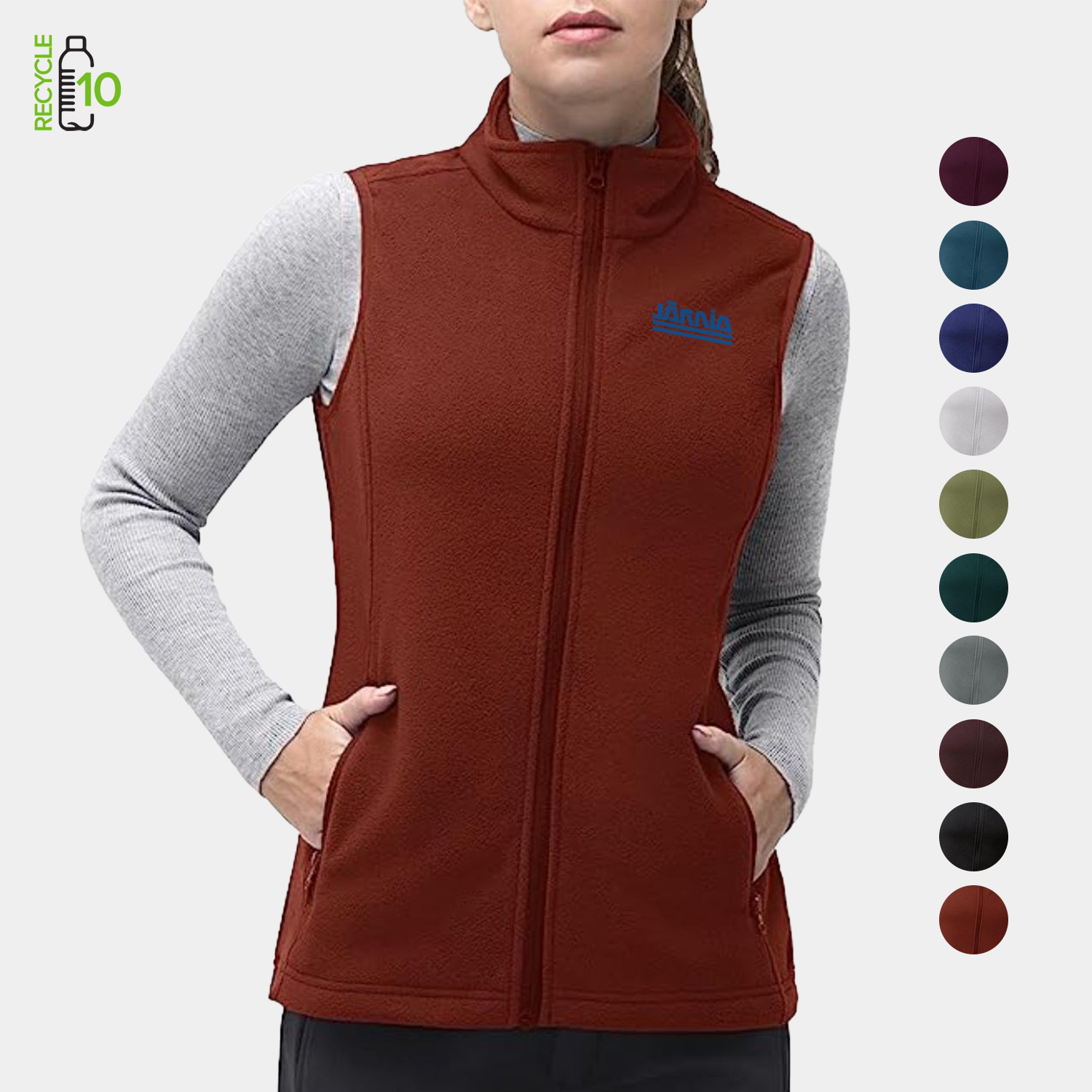 REPREVE® - Women's Recycled Sleeveless Full Zip Fleece Vest w/ Pocket & Wrinkle Resistance 2