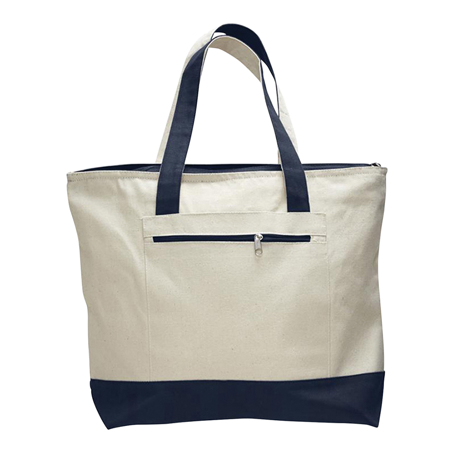 DailyMate Heavy Canvas Zipper Tote Bag with Color Handles, custom tote bag with logo imprint 21