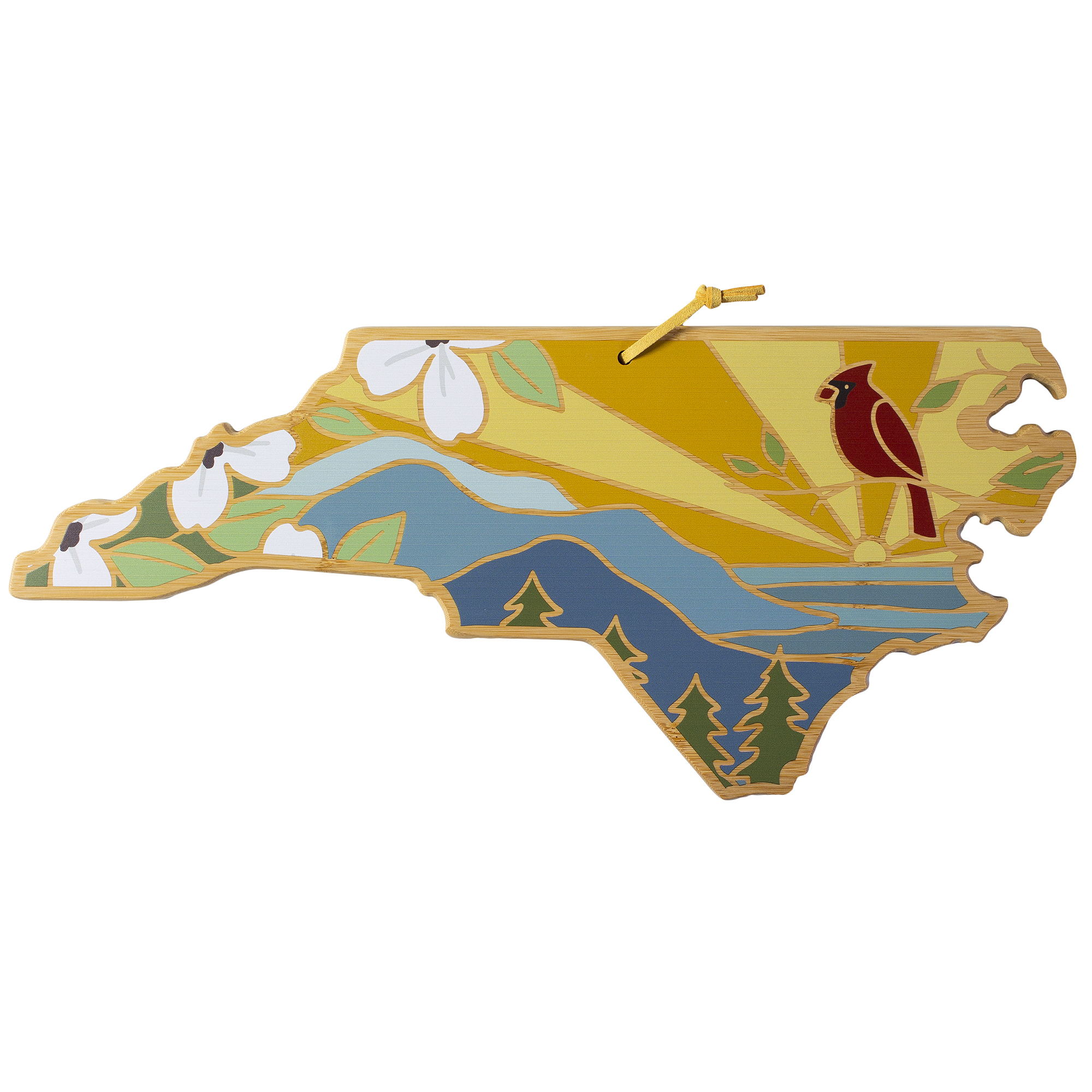 North Carolina State Shaped Serving and Cutting Board with Artwork by Summer Stokes