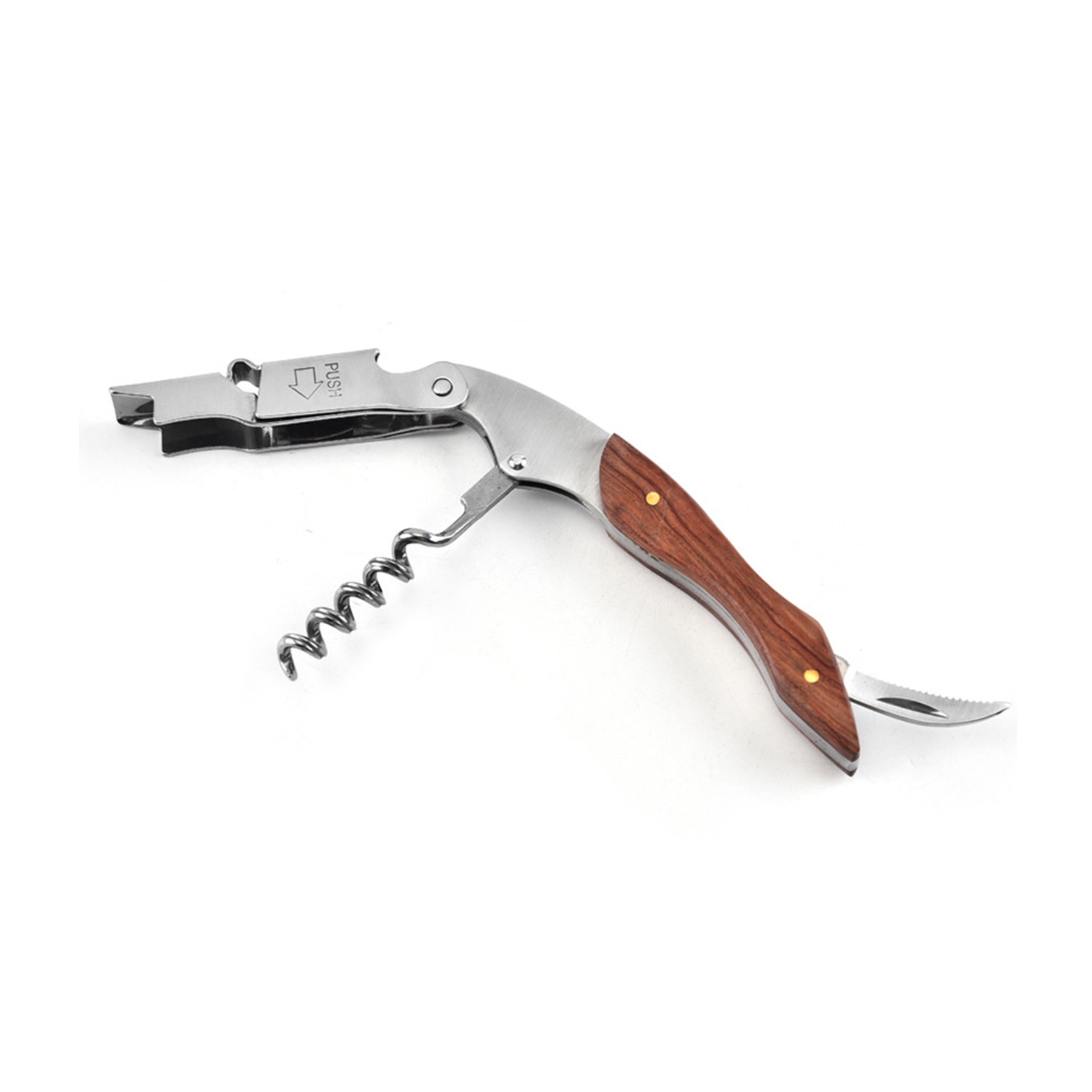 3-in-1 Woodern Stainless Steel Wine Bottle Opener 2