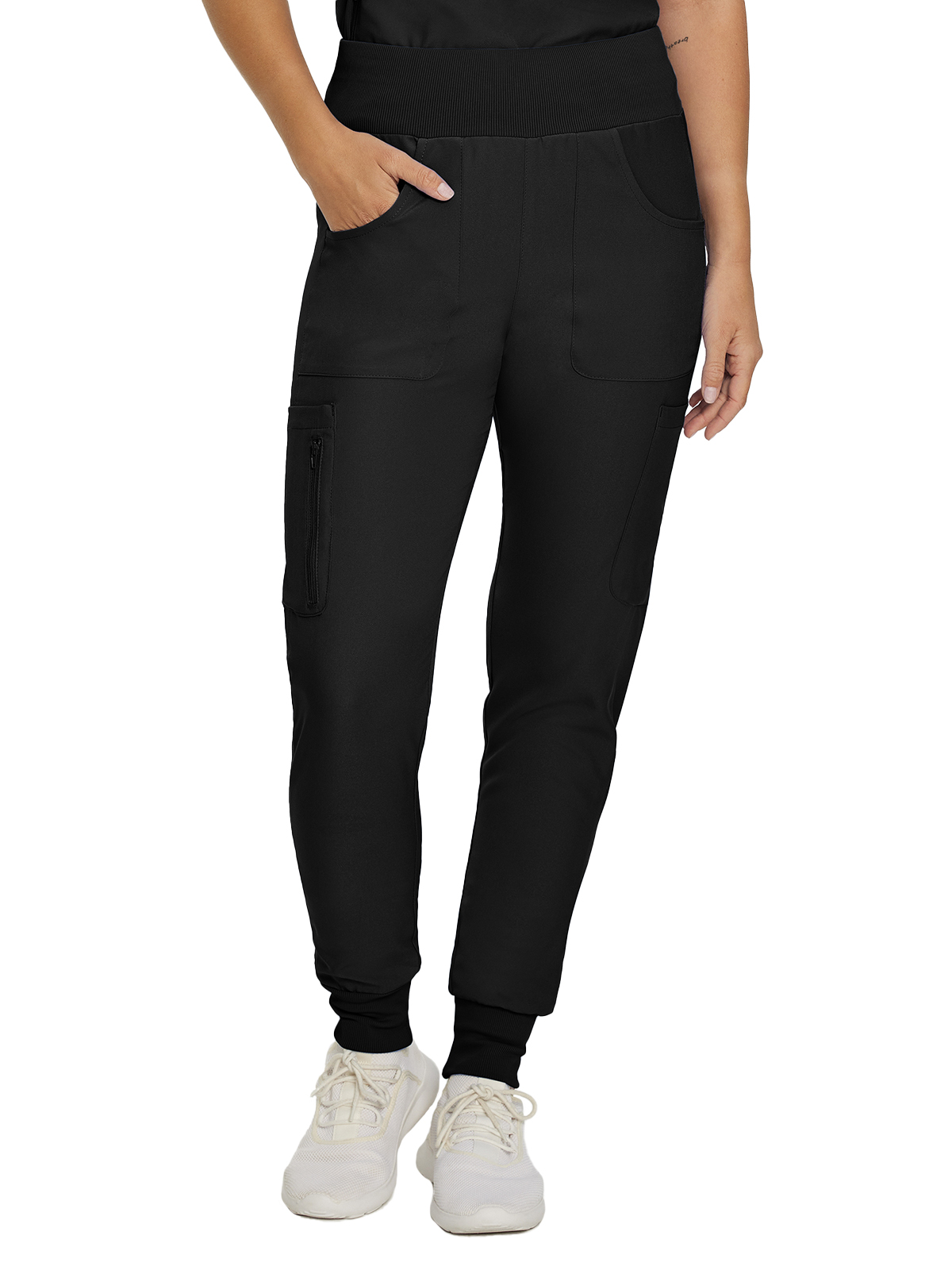 Landau - Forward - Women's Seven-Pocket Mid-Rise Rib-Knit Elastic Waist Cargo Pant