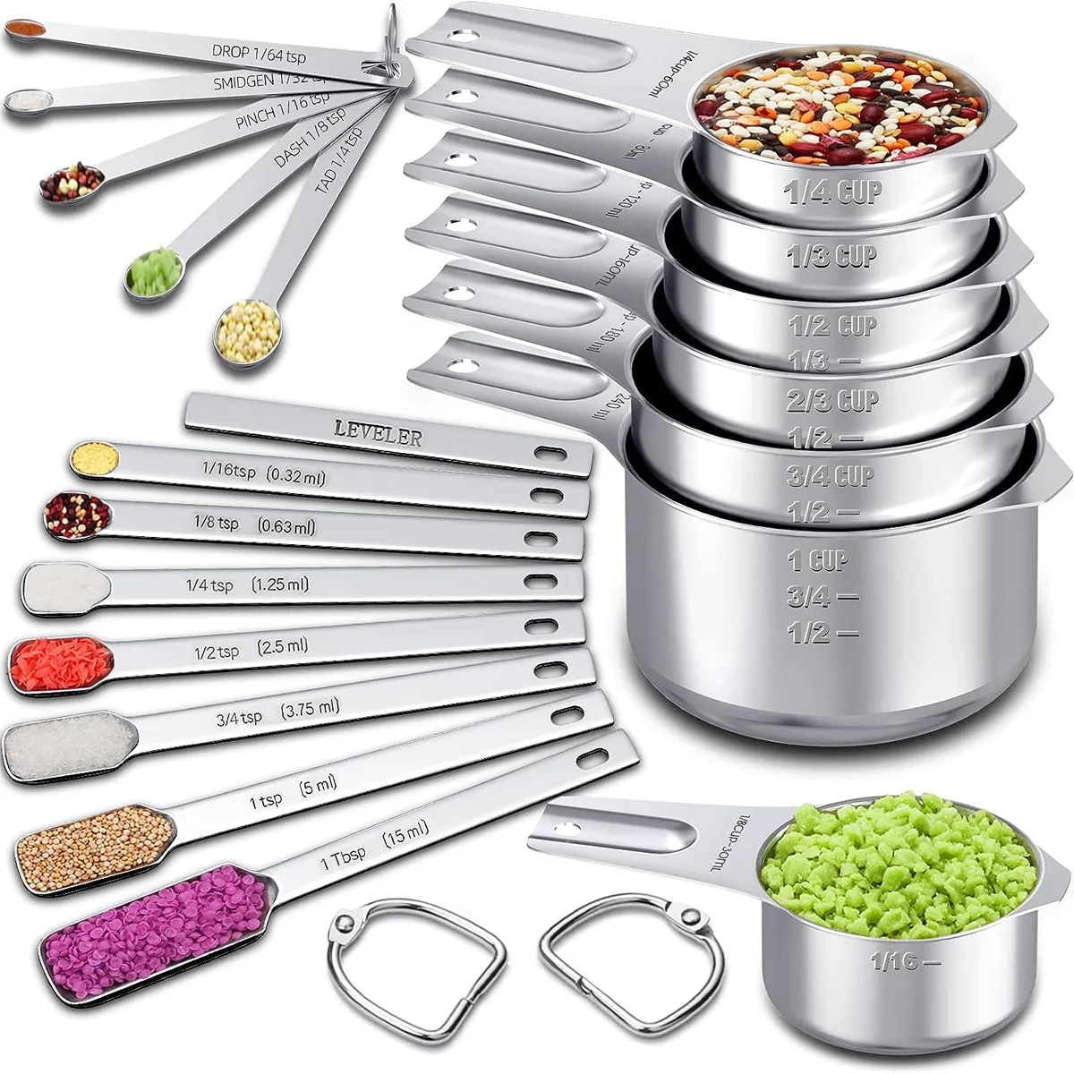 Stainless Steel Kitchen Measuring Cups And Spoons Set 2