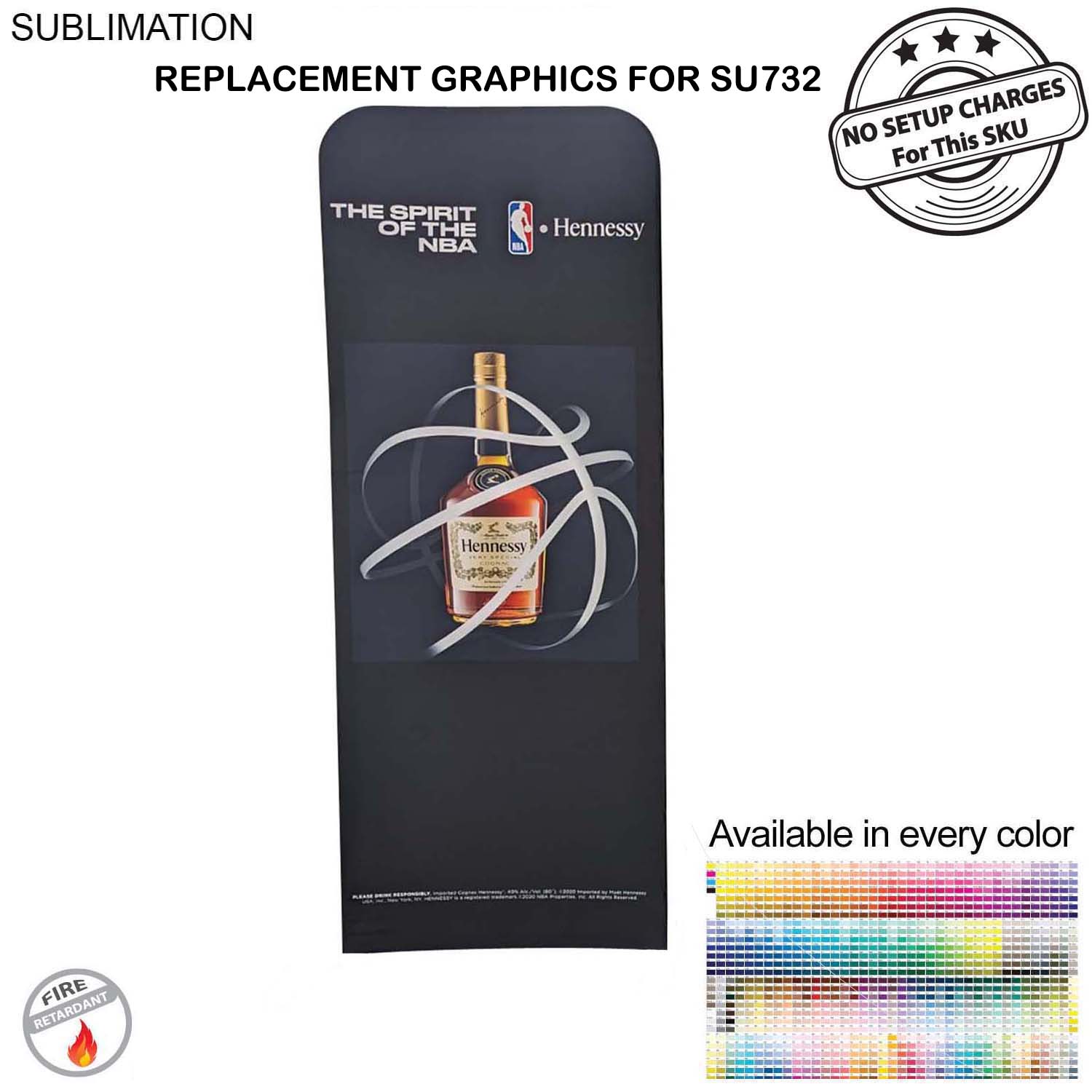 Replacement Graphics Double Sided 3'W x 96"H EuroFit Tension Fabric Slip on Cover, NO SETUP CHARGE 3
