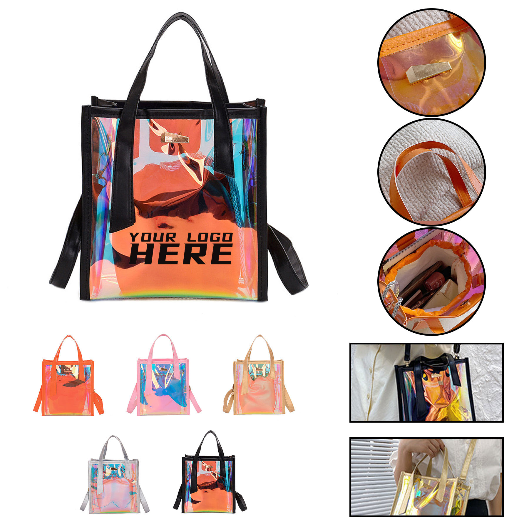 Waterproof Rainbow Transparent Shoulder Handbag 1