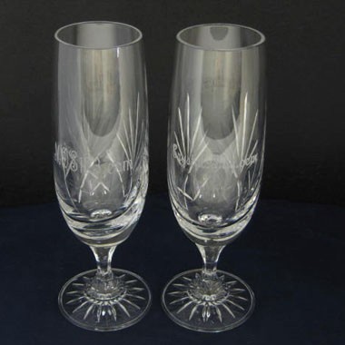 Medallion Champagne Clear Crystal Flutes 2