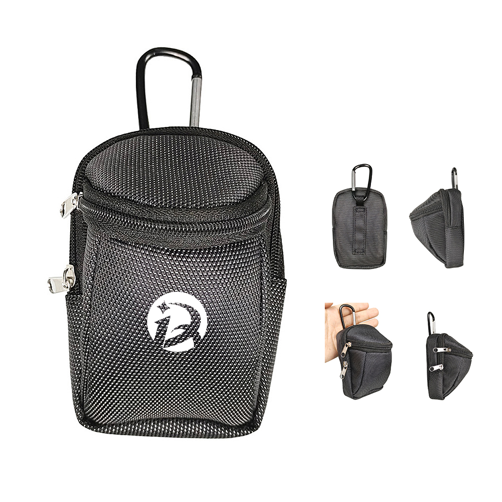 Golf Ball Holder Pouch with Carabiner and Dual Zippers 5