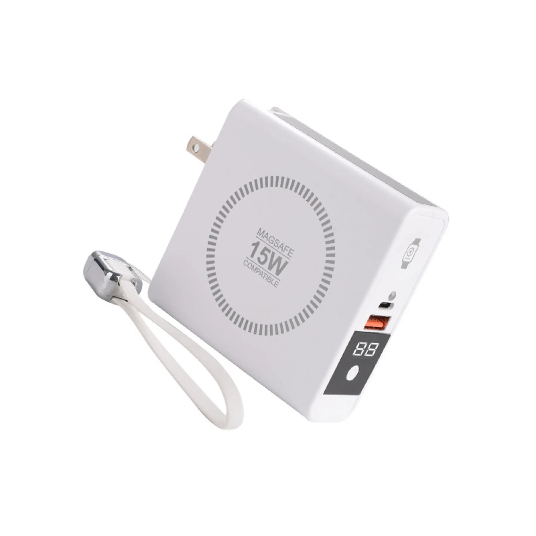10000 mAh Wireless Charging Power Bank Built Plug & Cables 3