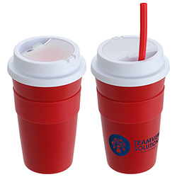 Bistro 14 oz Coffee Cup with Silicone Sleeve + Straw 20