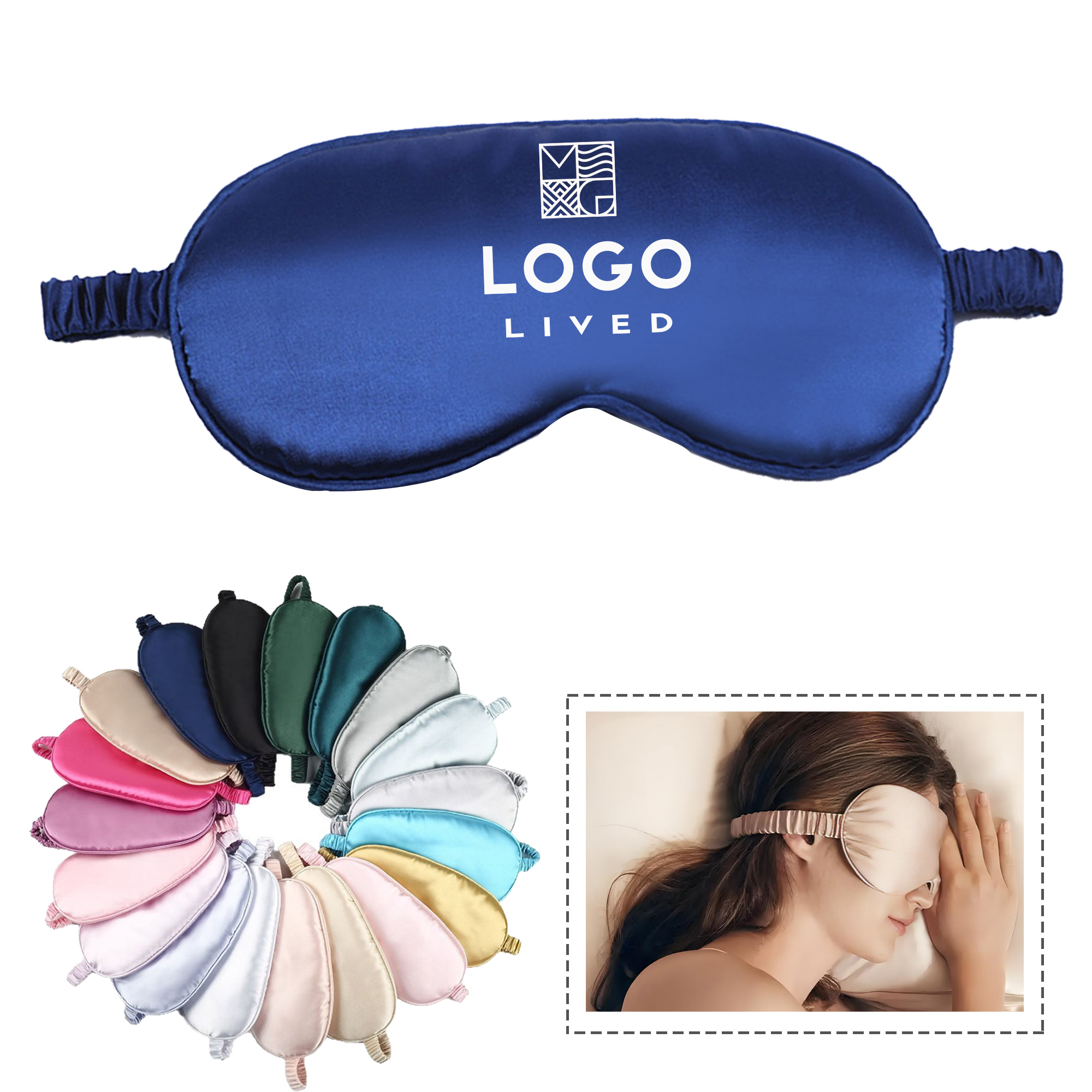 Full Color Imitation Silk Blackout Sleeping Eye Mask 3