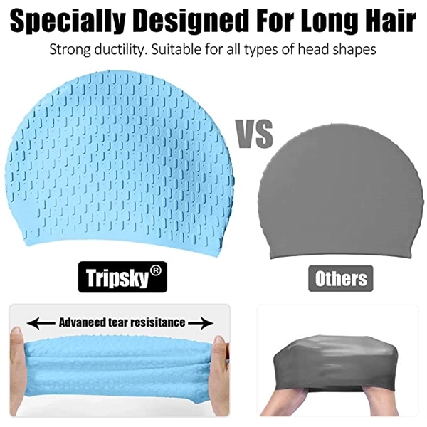 Silicone Swim Cap Ideal for Curly Short Medium Long Hair 3