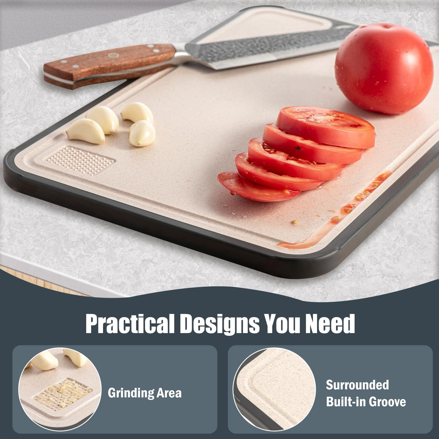 Food-Grade Wheat Stainless Steel Cutting Board—Antibacterial 4