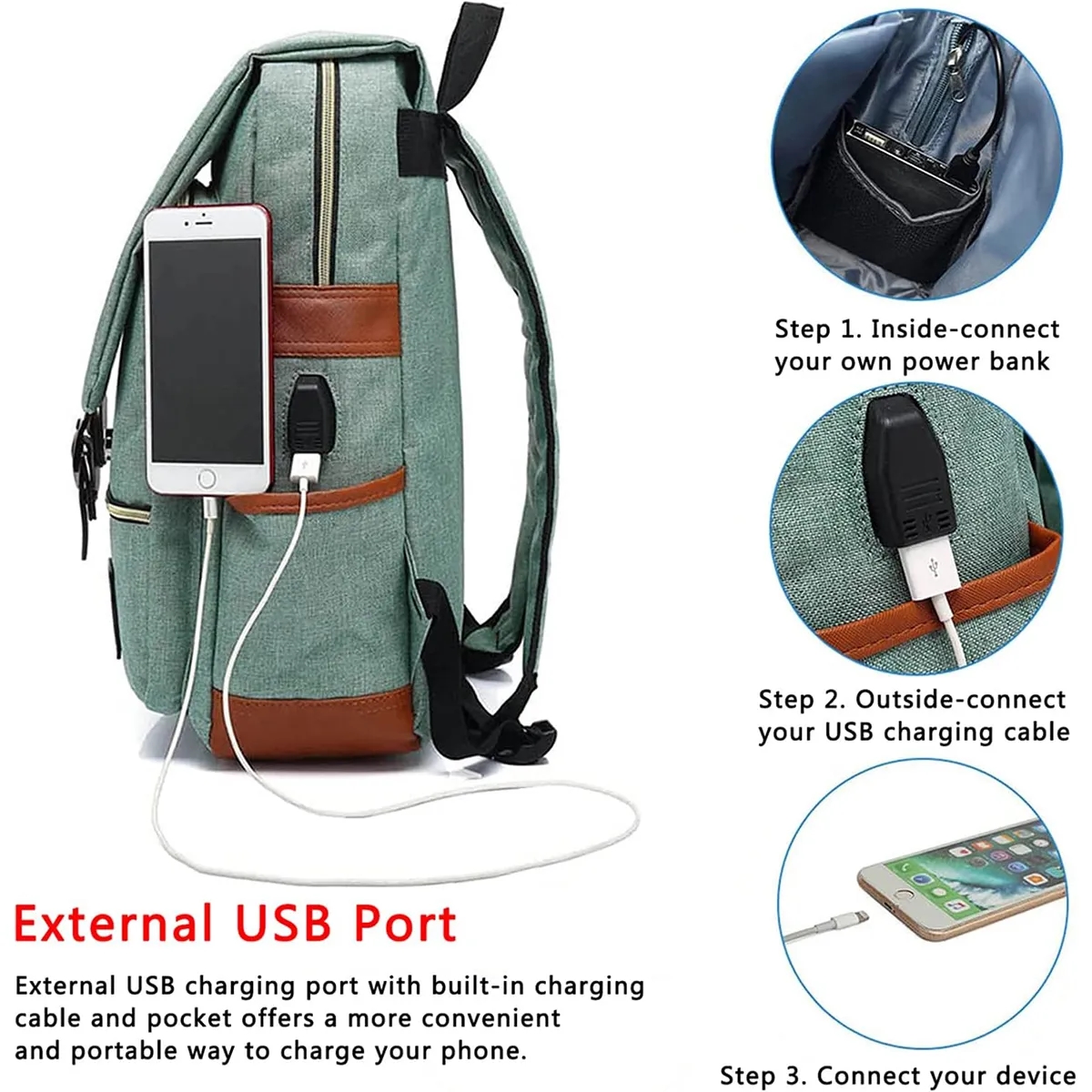 Customized 15.6inch Laptop Backpack with USB Charging Port 1