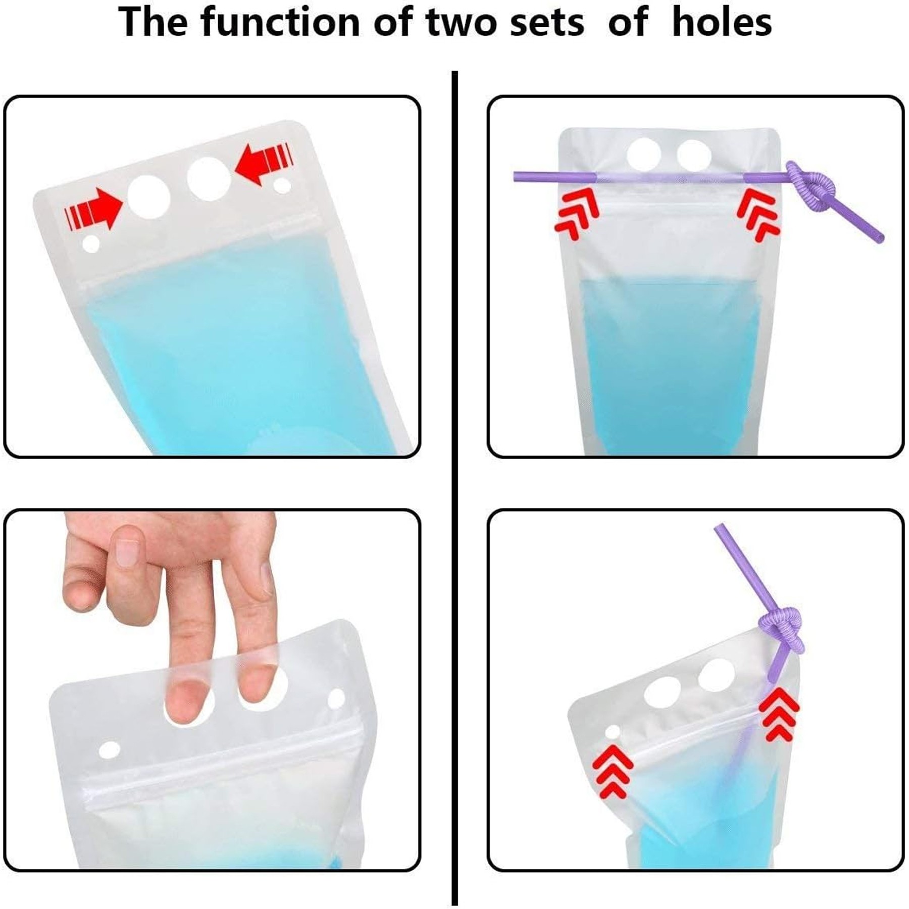 MOQ 100 Pcs 16 Oz Stand-Up Drink Pouches W/ Straws 2
