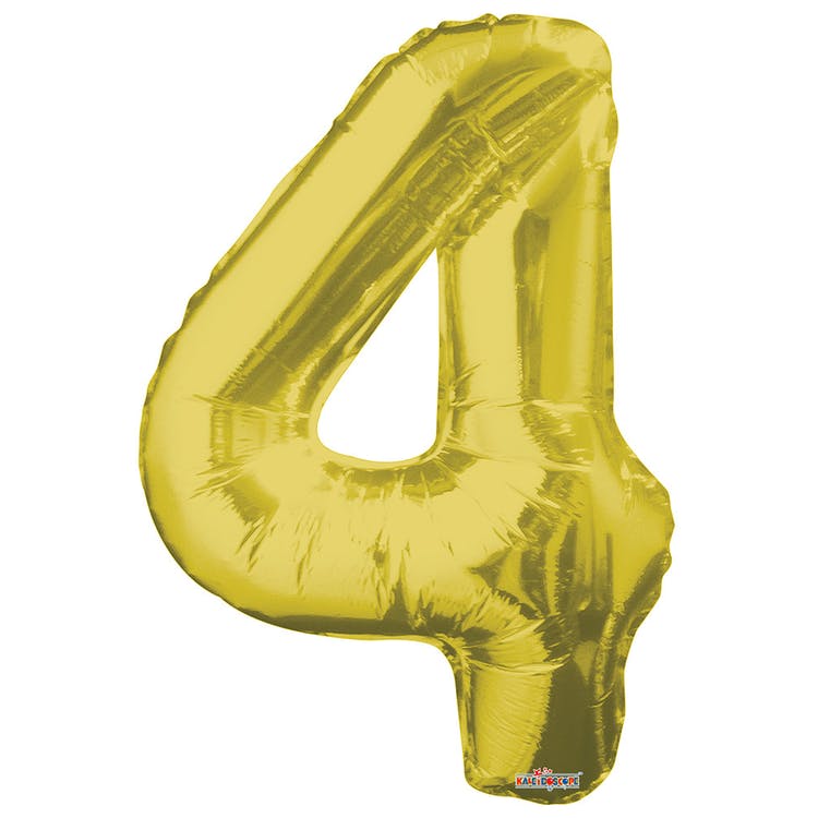 Mylar Number 4 Balloons - Gold 34" 2
