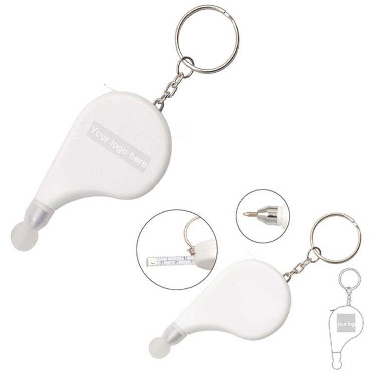 Keychain with Tape Measure and Ball Pen 2