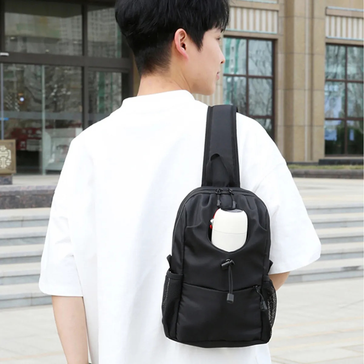 Anti-Theft Crossbody Sling Bag w/ Integrated Bottle Holder 4