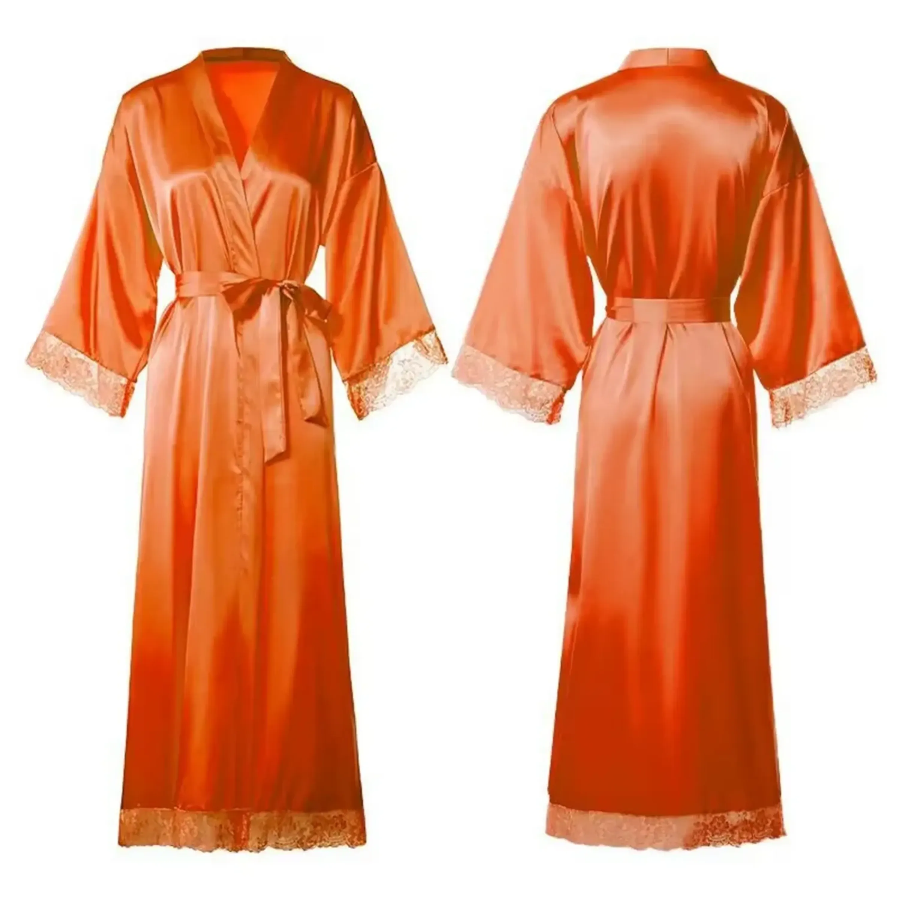 Women's Satin Robe Silk Pajamas Nightwear 8