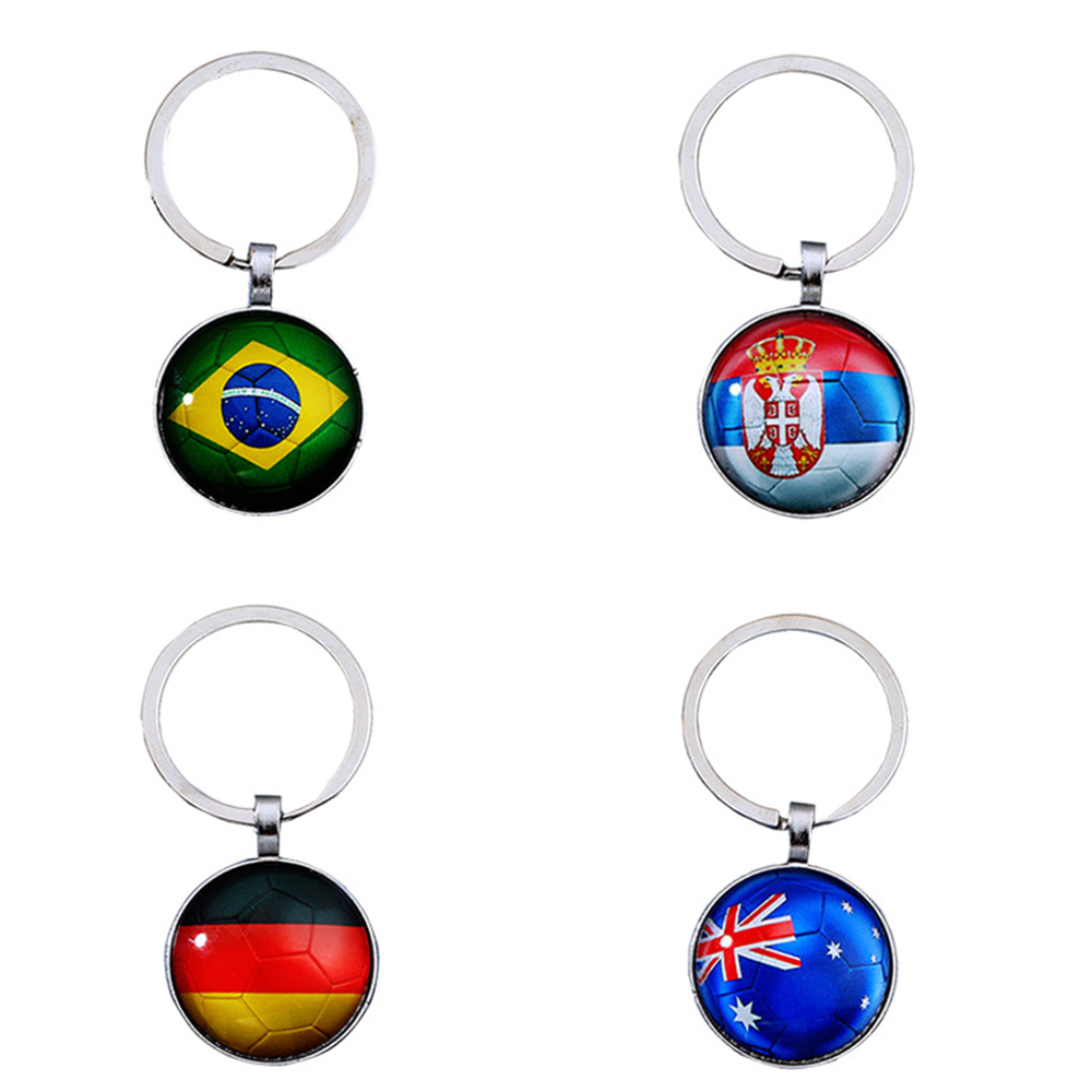 Qatar World Cup National Flag Football Glass Key Chain