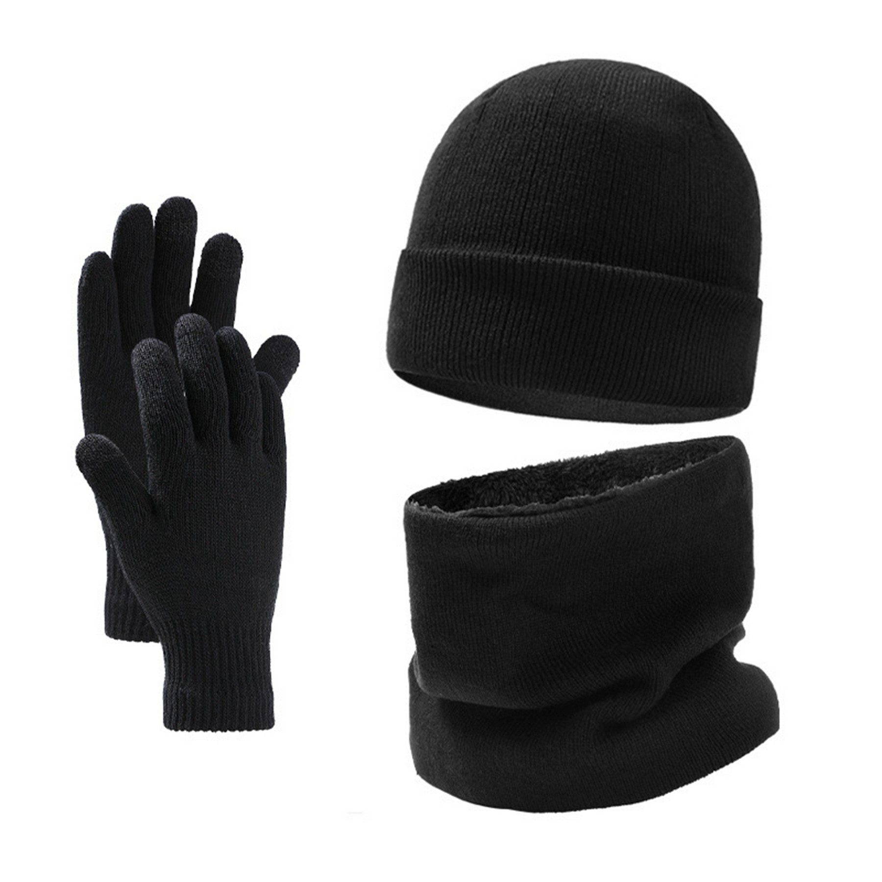 Winter Warm Beanie Hat Scarf And Touchscreen Gloves Set 3