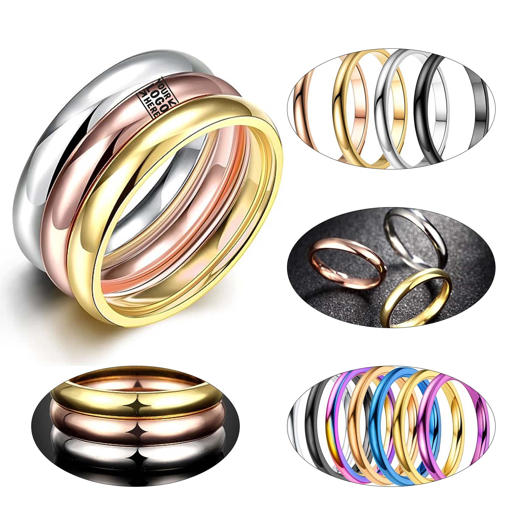 Women's 3mm Stainless Steel Plain Band Stackable Ring