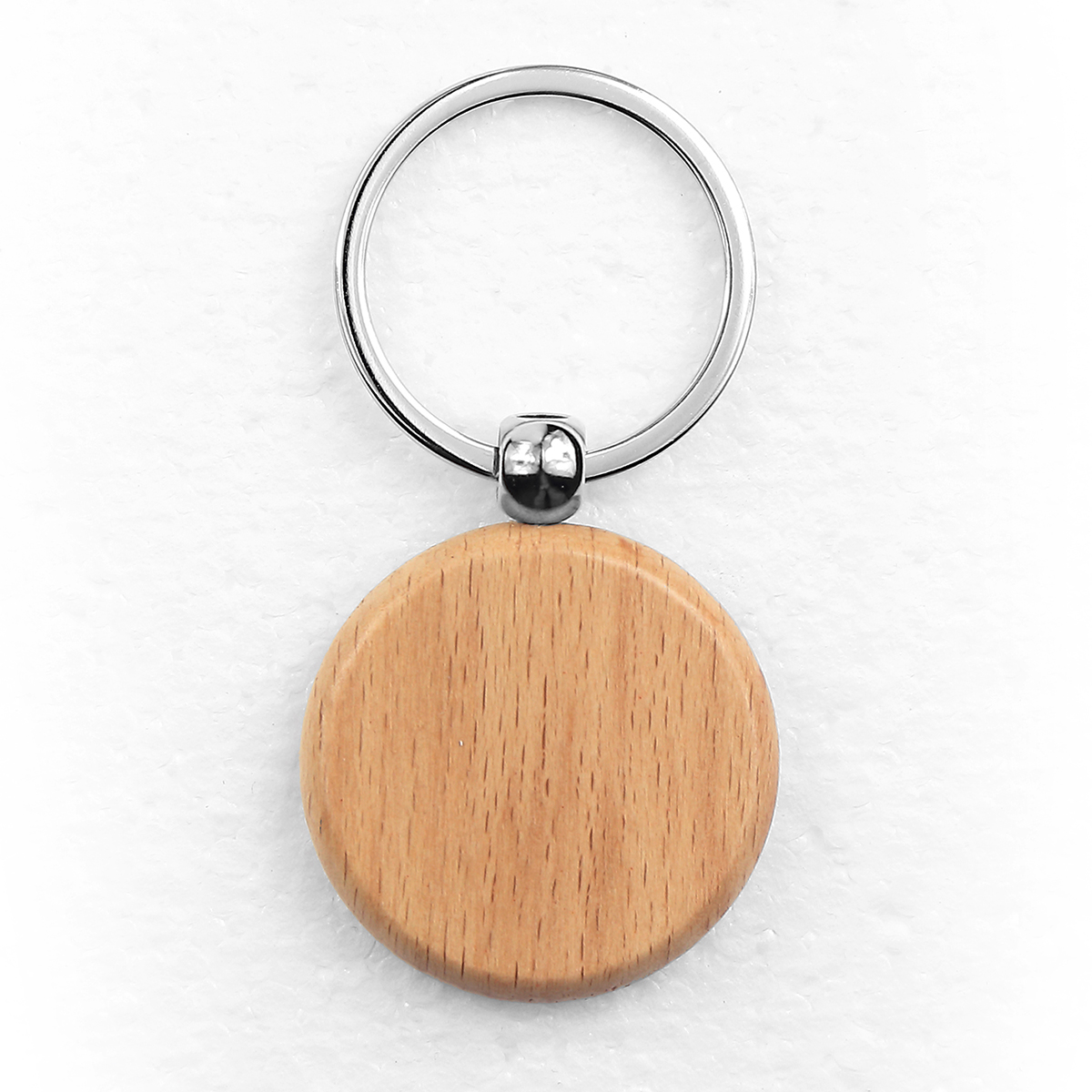 Oceanside Circular Wood Key Chain