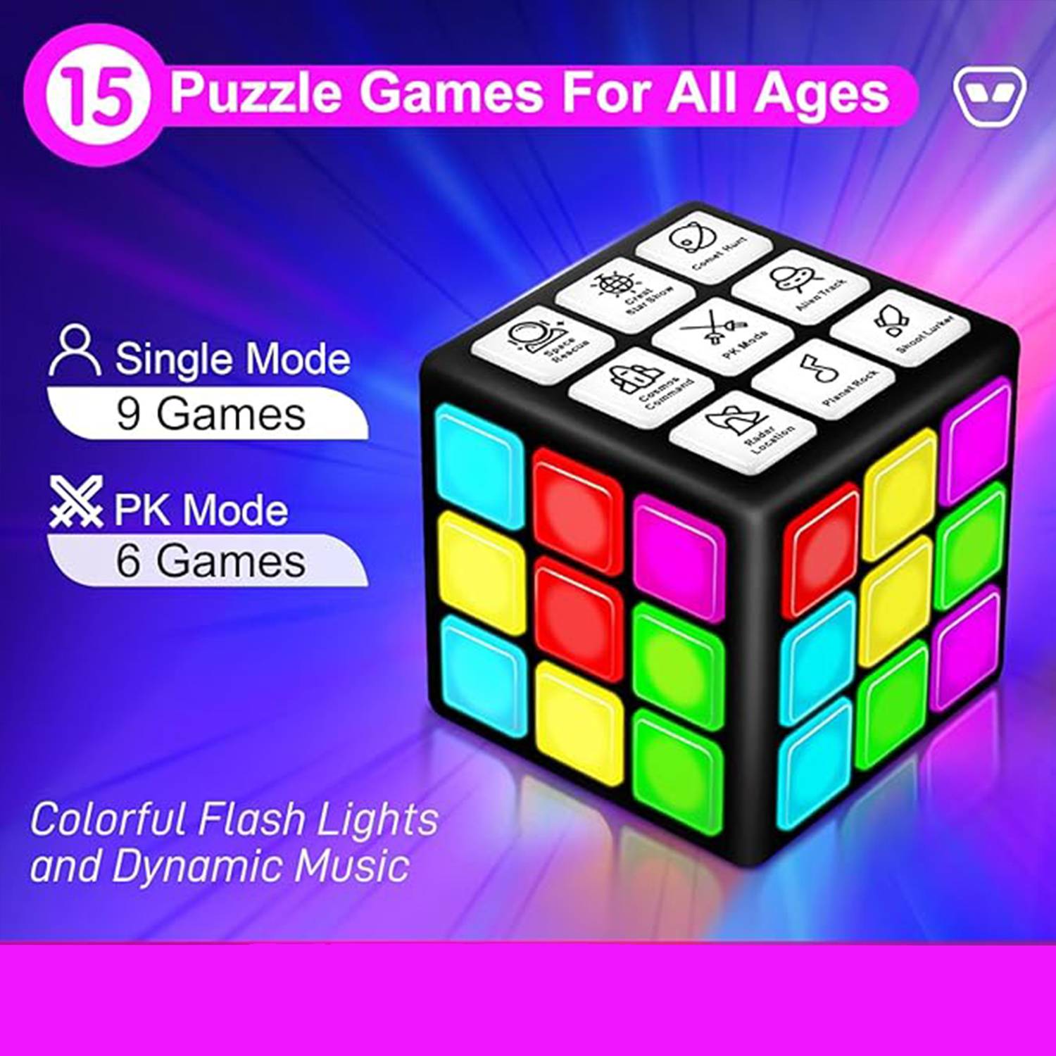 Unique Kids Flashing Cube Educational Toy 3