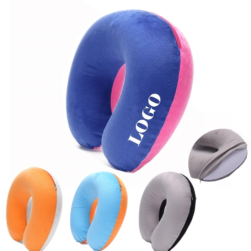 Plush Travel Neck Pillow with double color 2