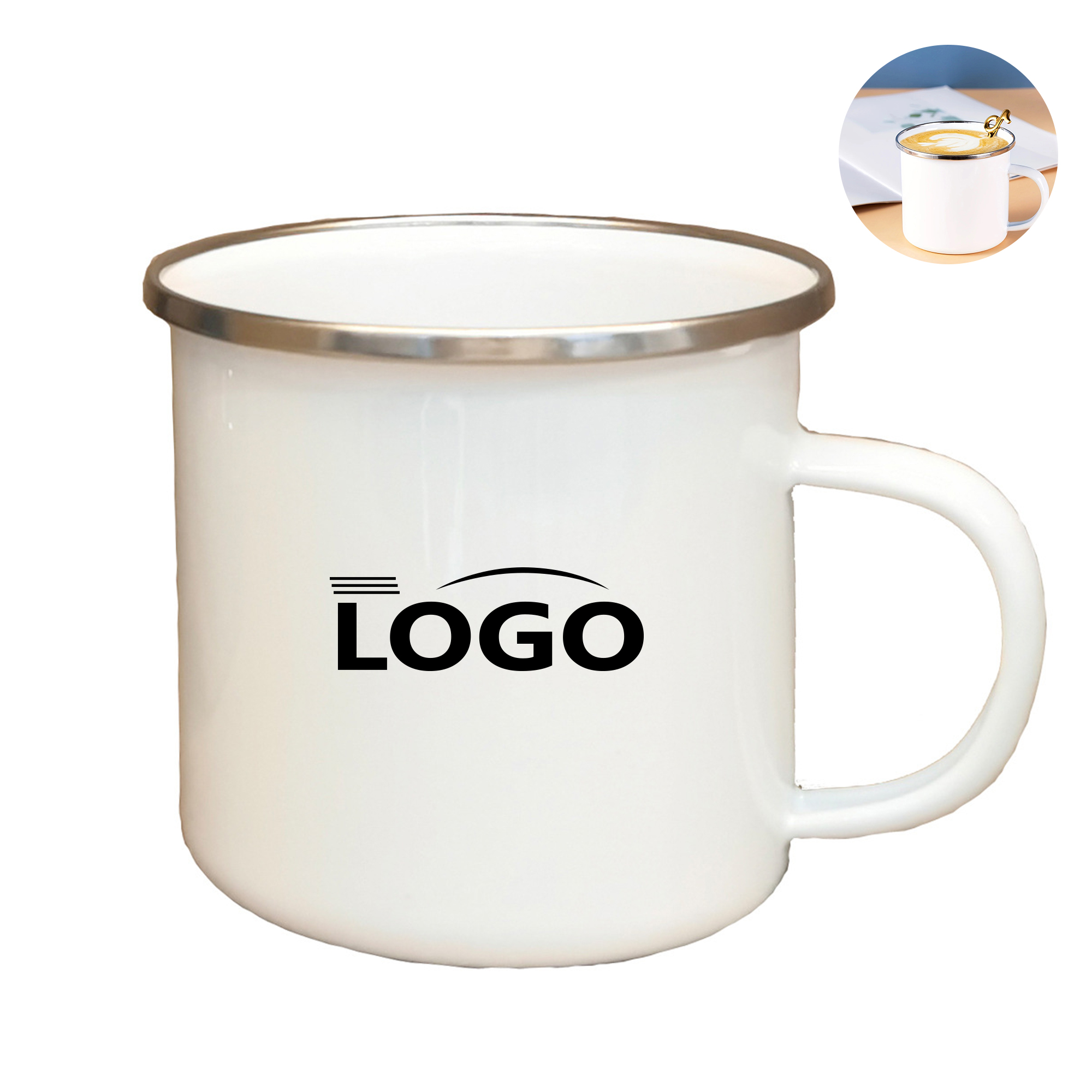 Classic White Enamel Camping Mug 2