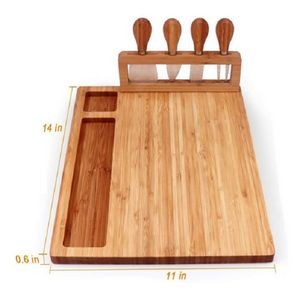 Cheese Plate With Cutter Set Bamboo Cutting Board 3