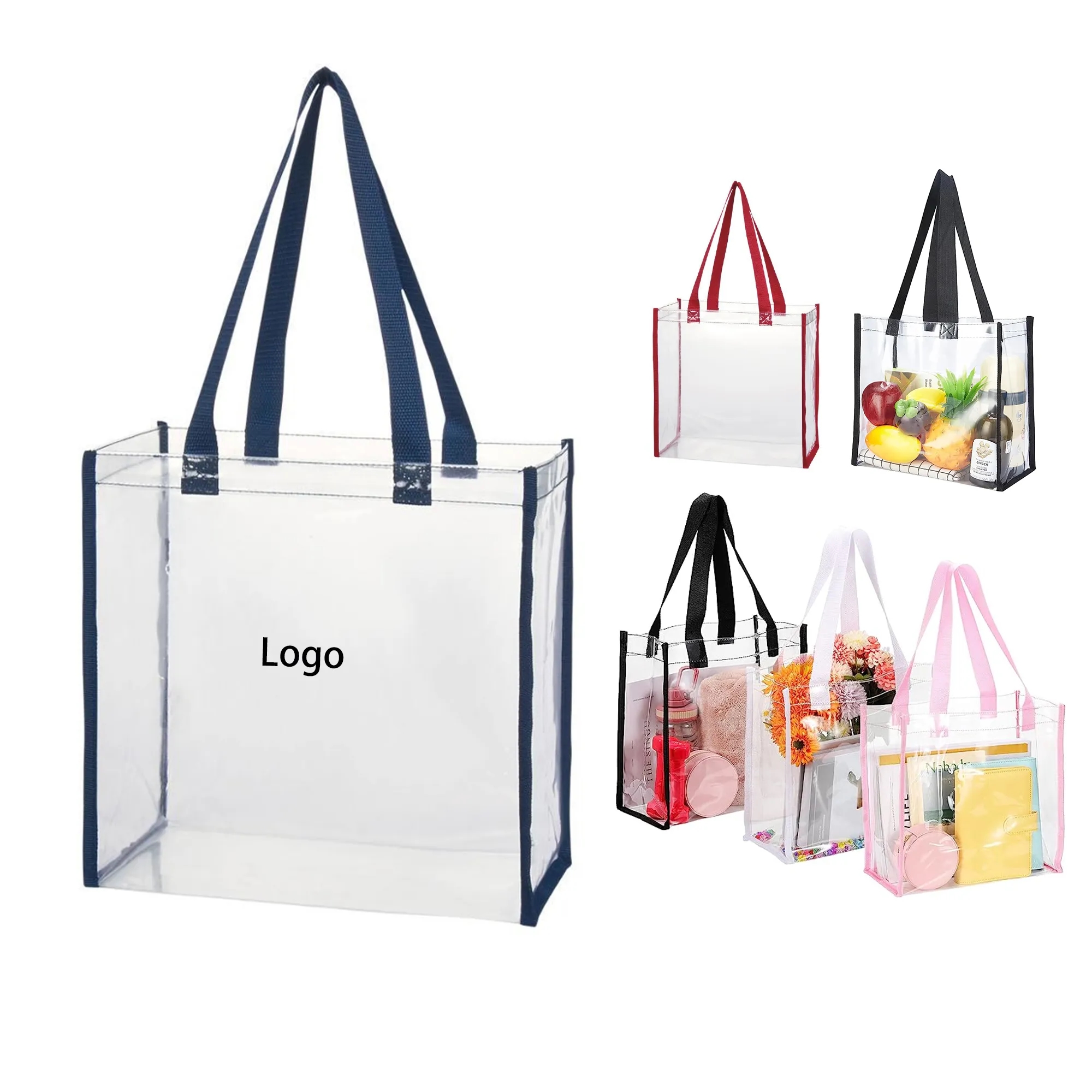MOQ 50pcs 11.8" Square Transparent Tote Bag 1