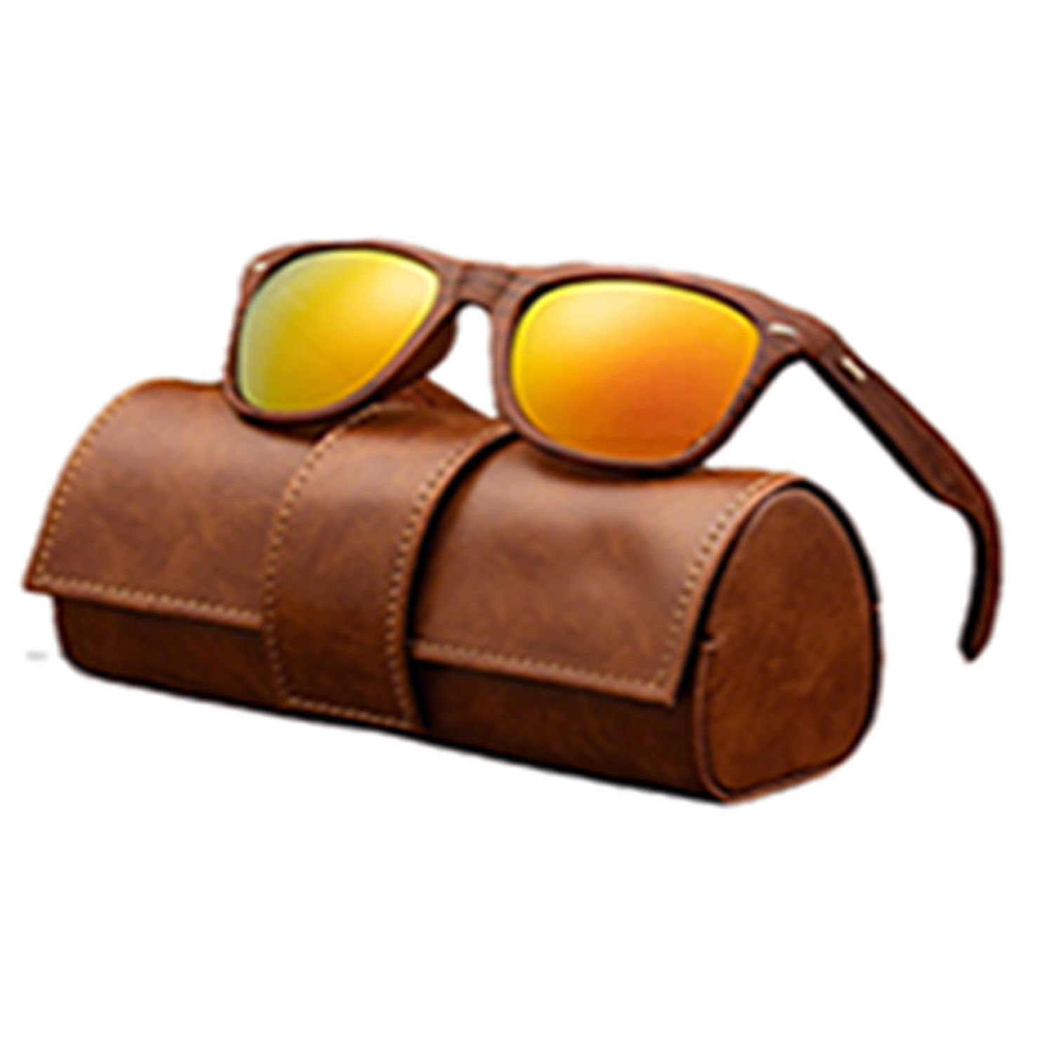Retro Wooden Frame Sunglasses with Case 15