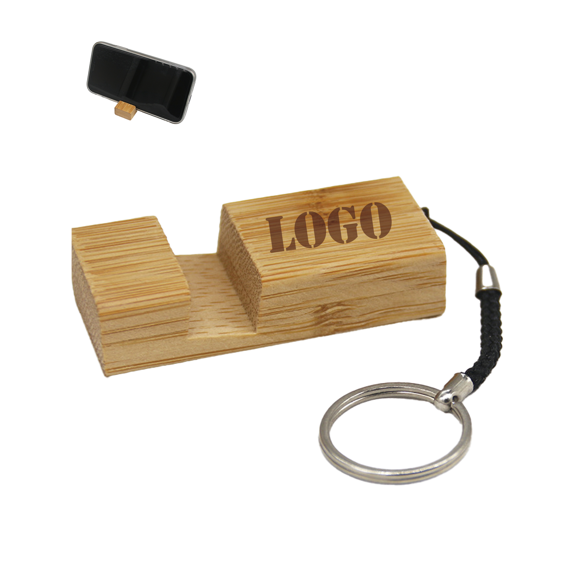 Wooden Keychain Phone Holder 1