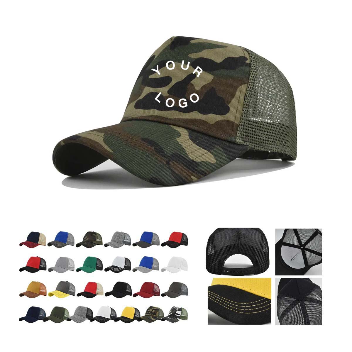 Durable 5 Panel Trucker Hat with Breathable Mesh Back 1