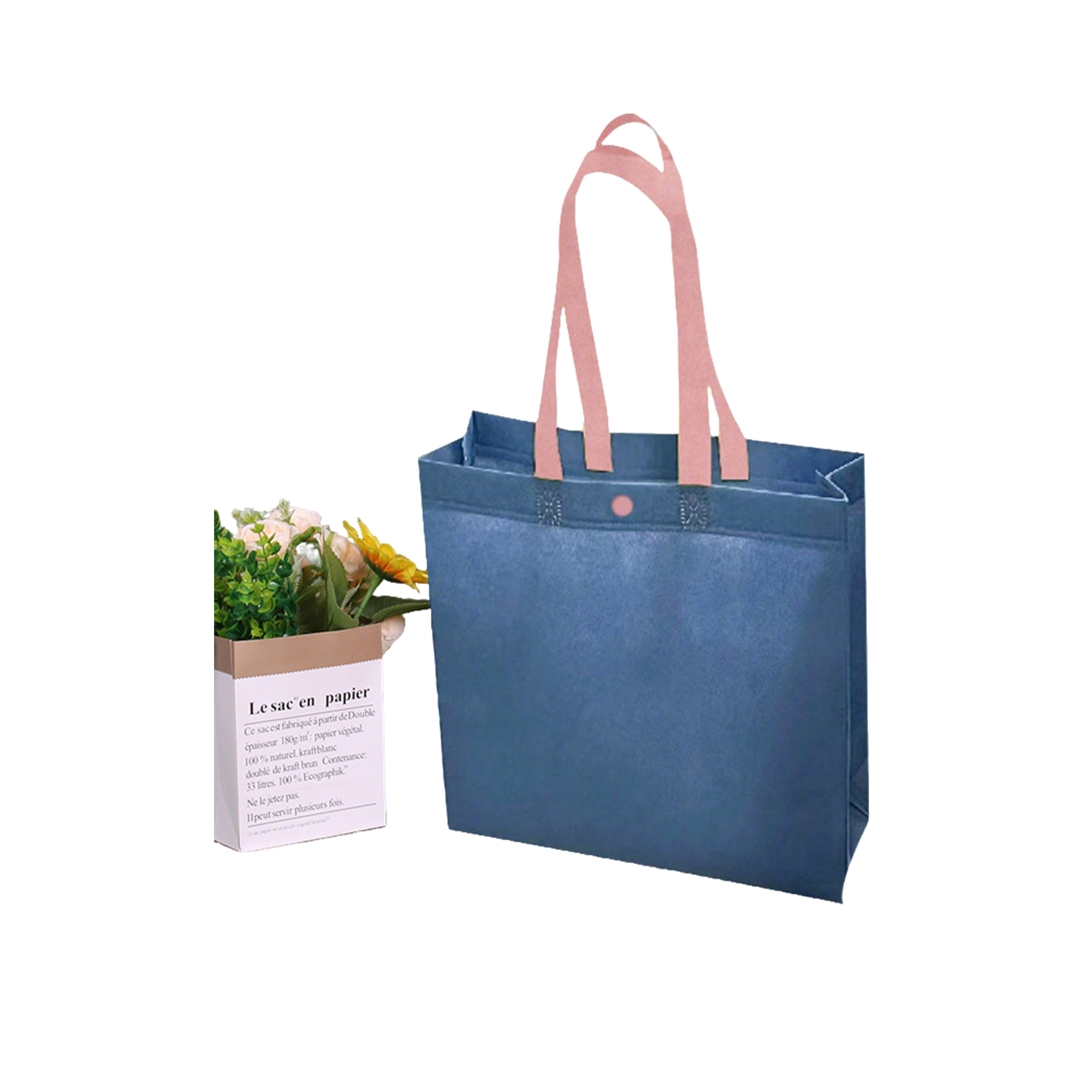 Nonwoven Fabric Tote With Concealed Closure 9 x 4 x 9.8" 17