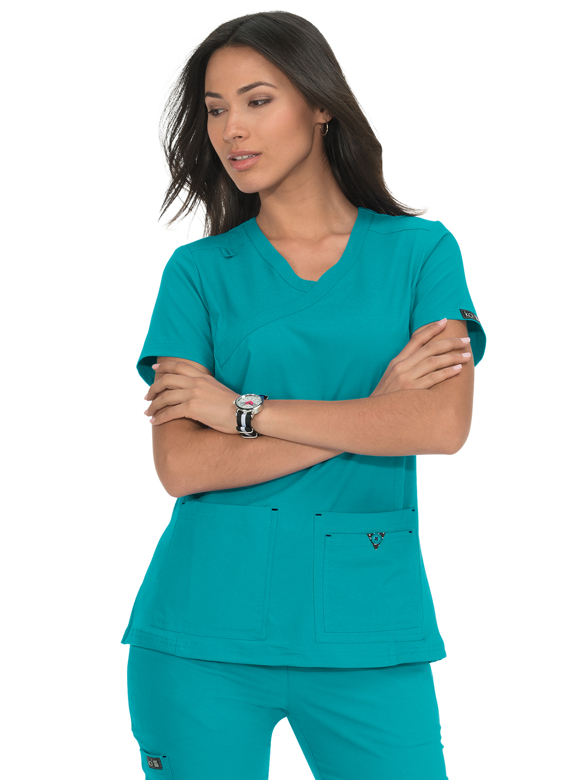 koi - Basics - Women's Four-Pocket Mock-Wrap Neck Katie Top 6