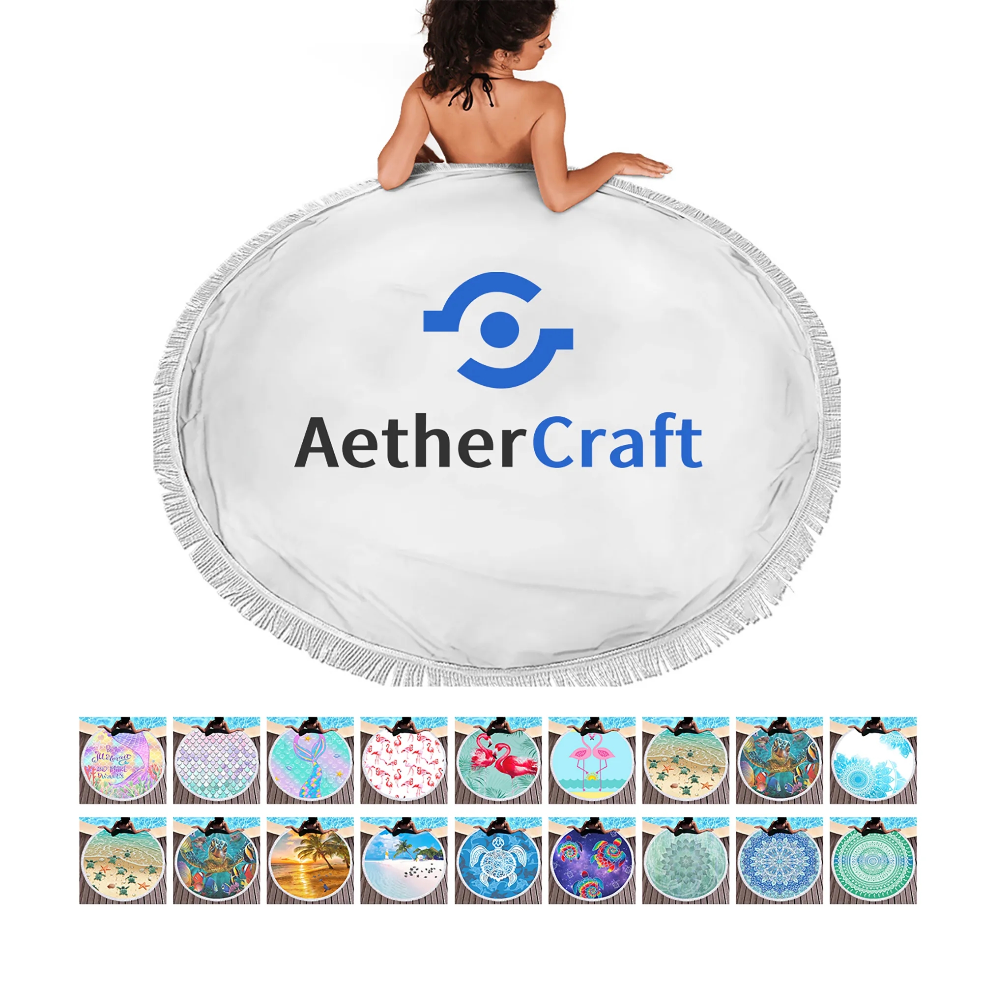 MOQ 50 Microfiber Round Beach Towel 18