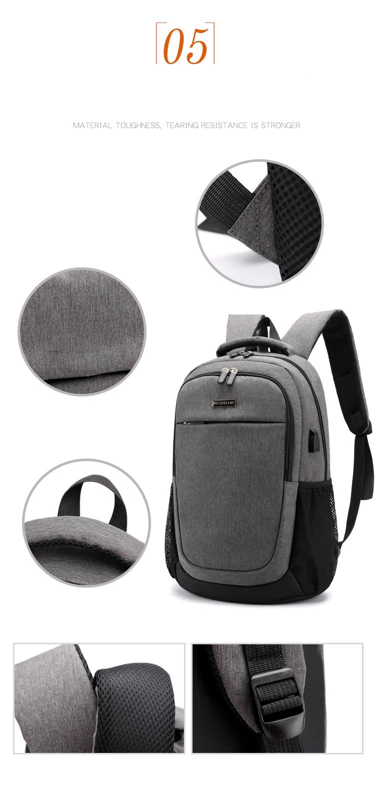 Custom Lightweight Laptops Backpacks with USB Port 3
