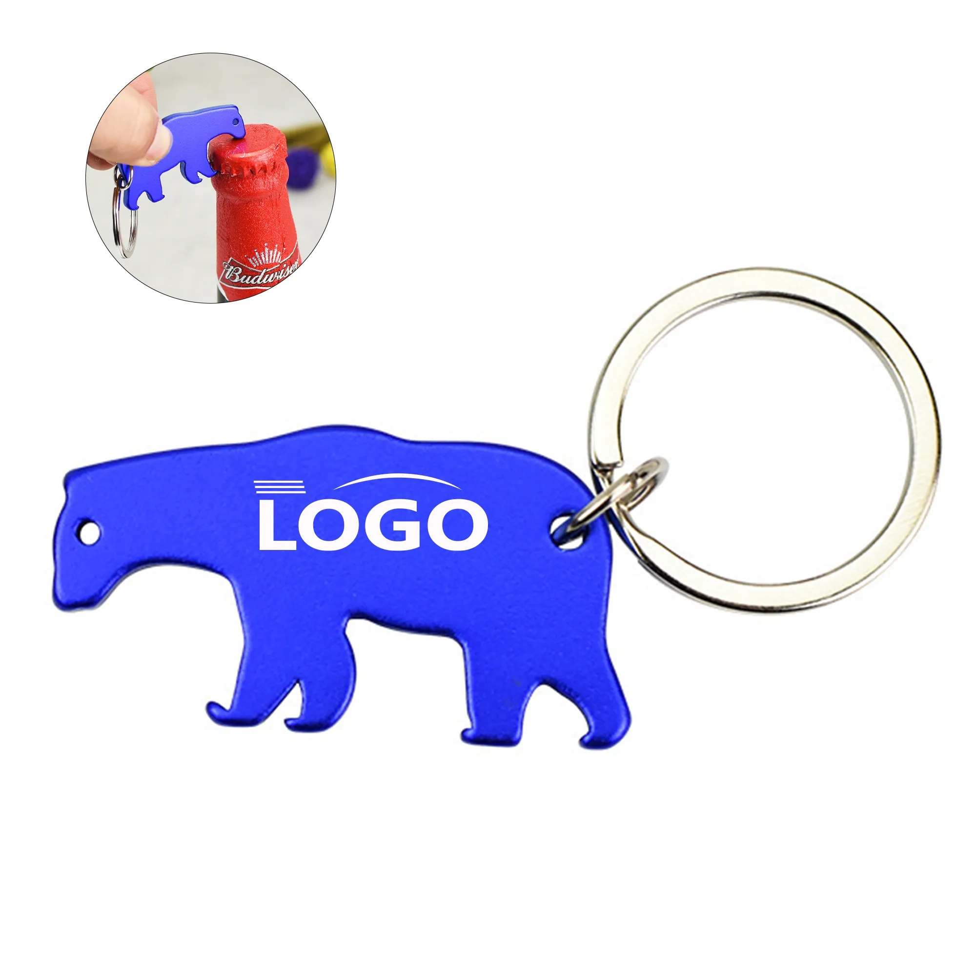 Aluminum Polar Bear Bottle Opener Keychain