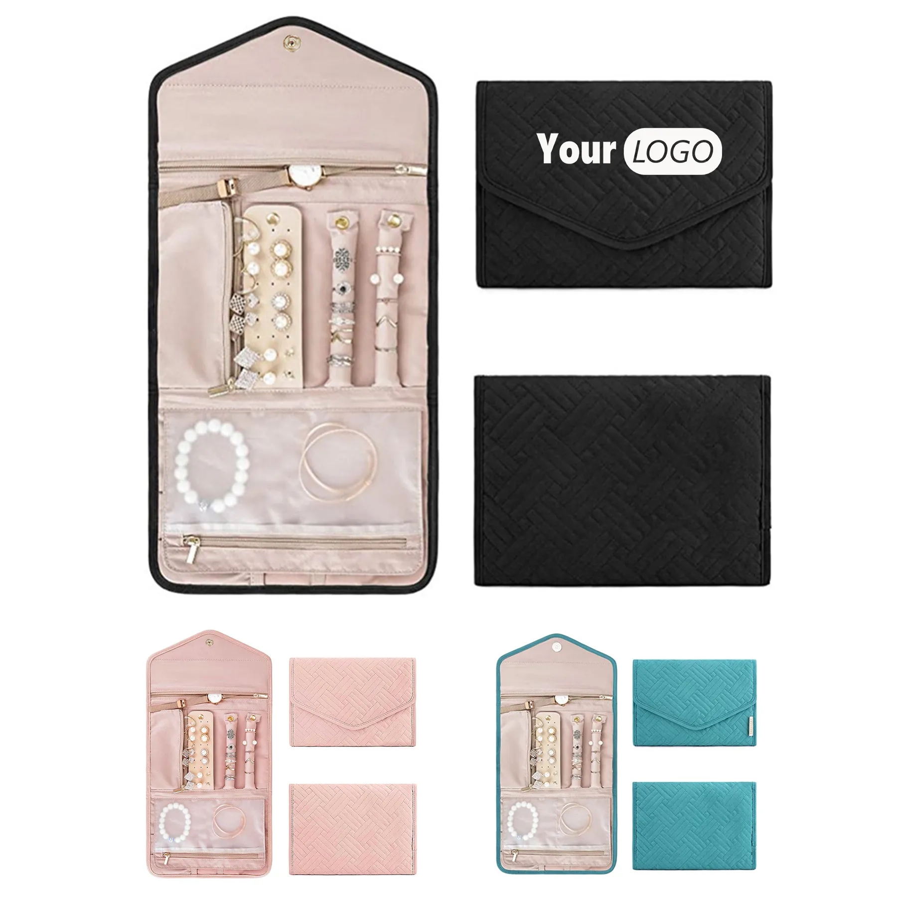 Travel Jewelry Organizer Roll Foldable Case 2