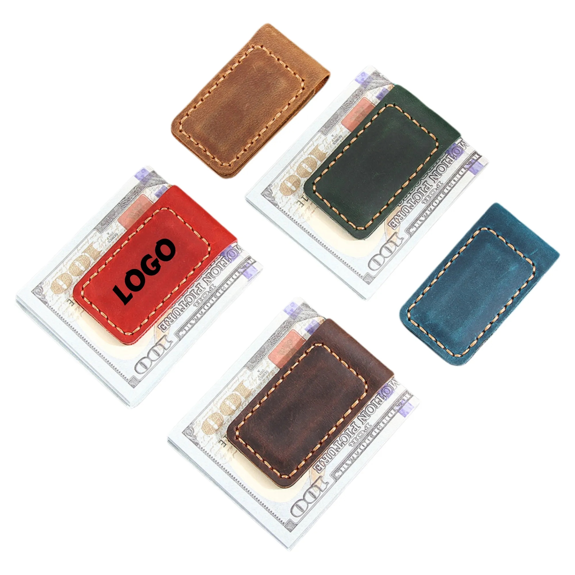 Genuine Leather Money Clip Magnetic Fastener