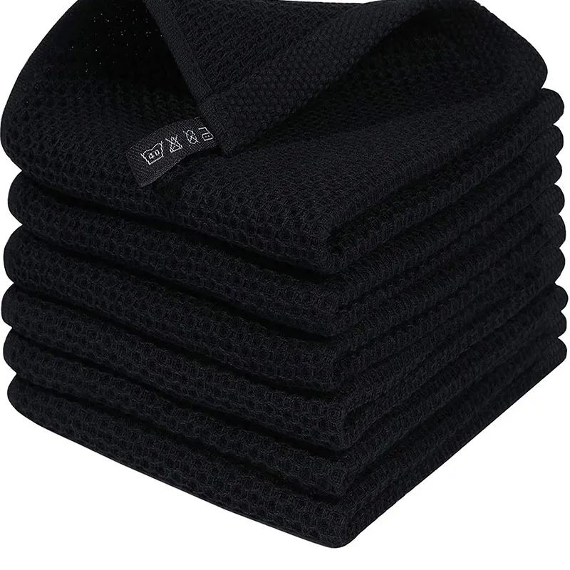 MOQ50 Reusable Cotton Waffle Weave Kitchen Dish Cloths 5