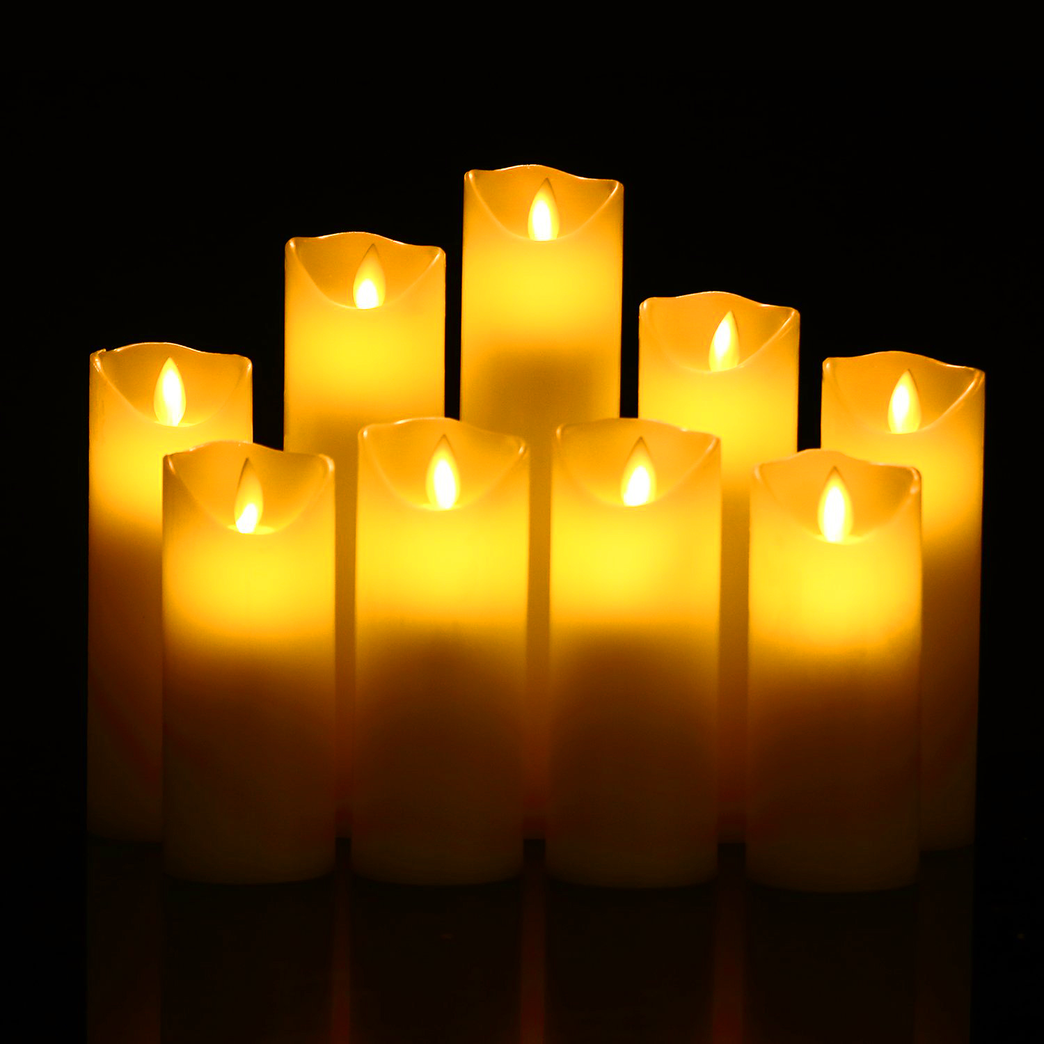 6" x 2" Flameless Pillar Moving Wick Candle Oblique Top 2