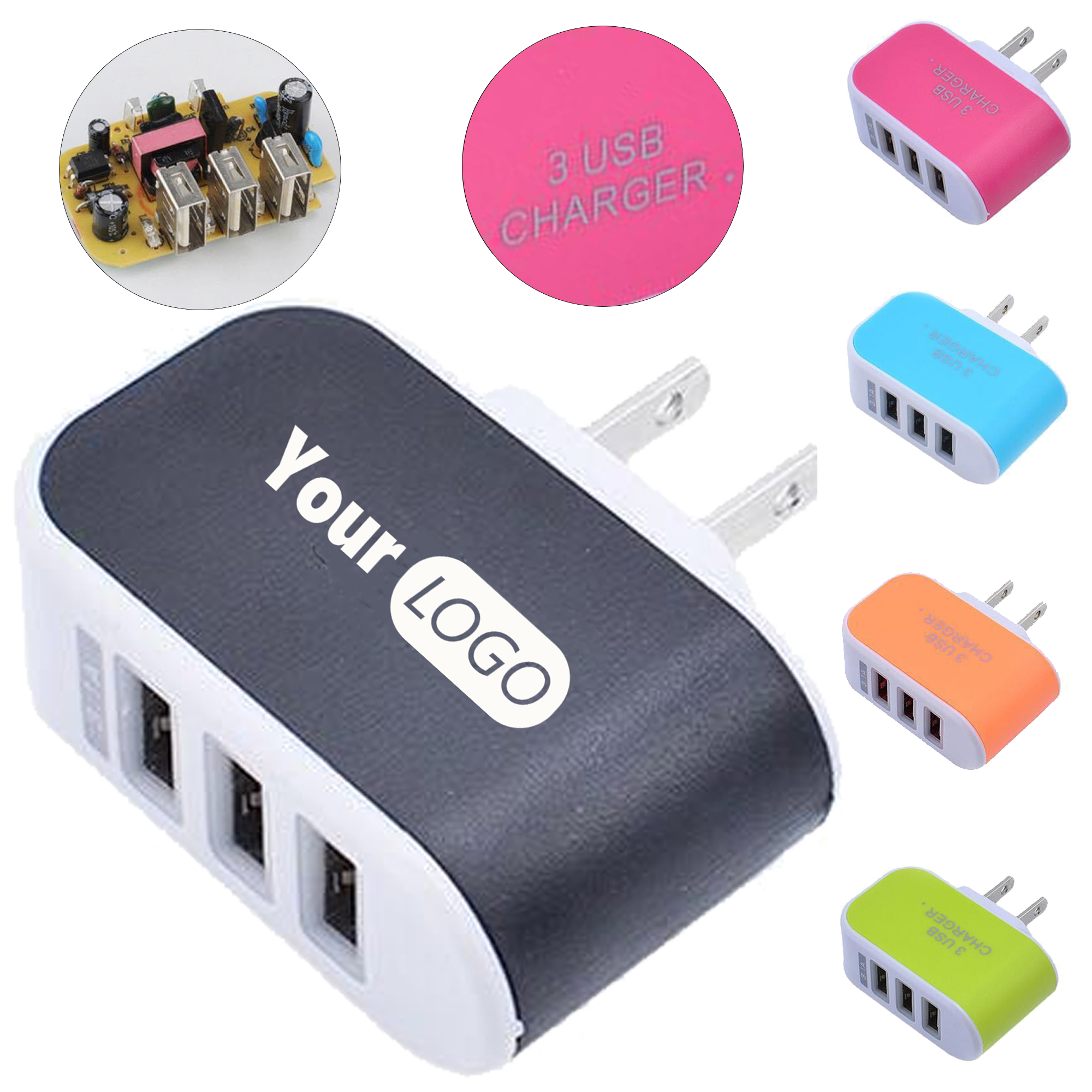 Triple USB Port Custom Smart Phone Charger 5